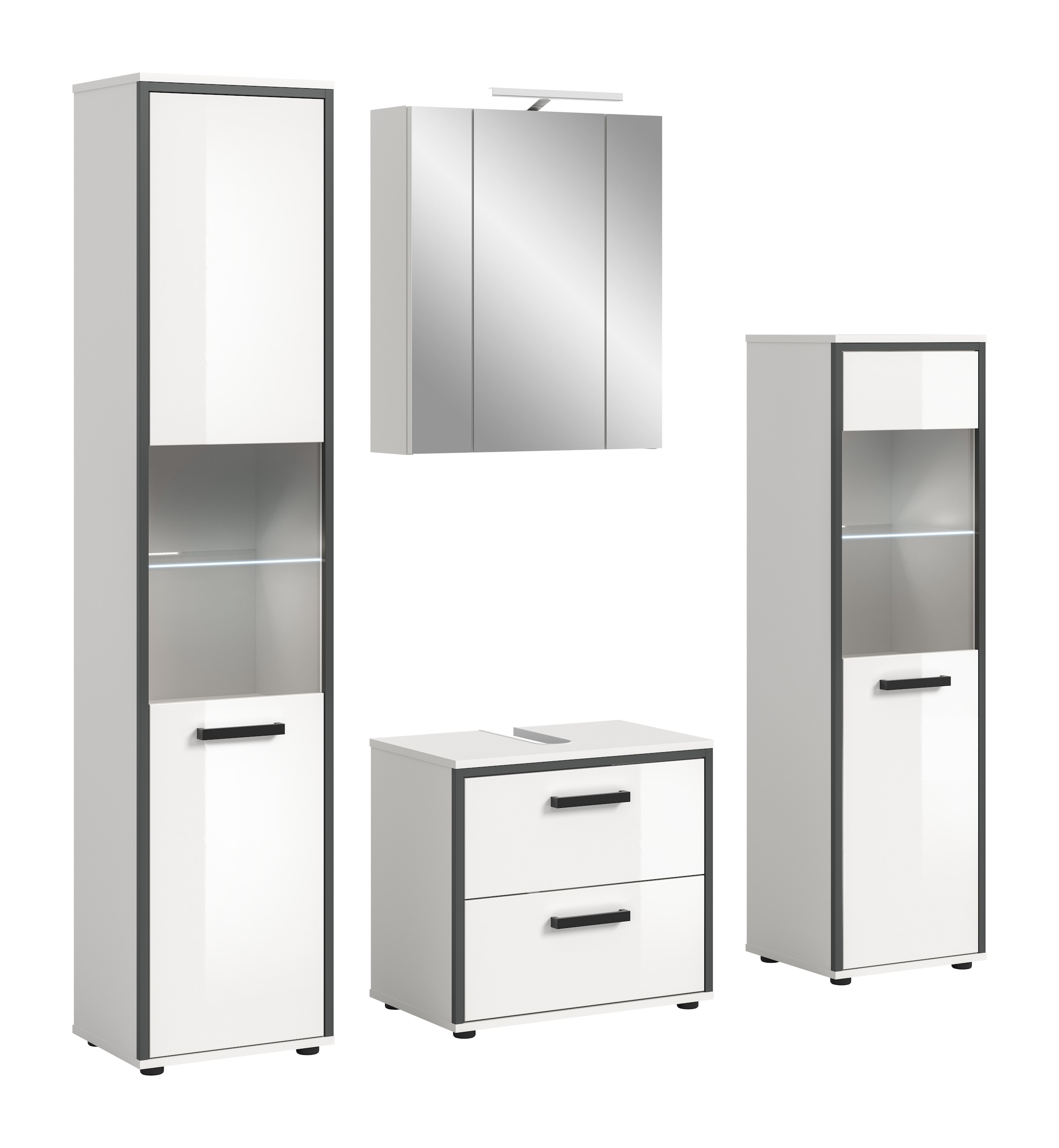 welltime Badmöbel-Set "KAJO, 4-tlg. Badkombination, weiß hochglanz inkl.Bel günstig online kaufen