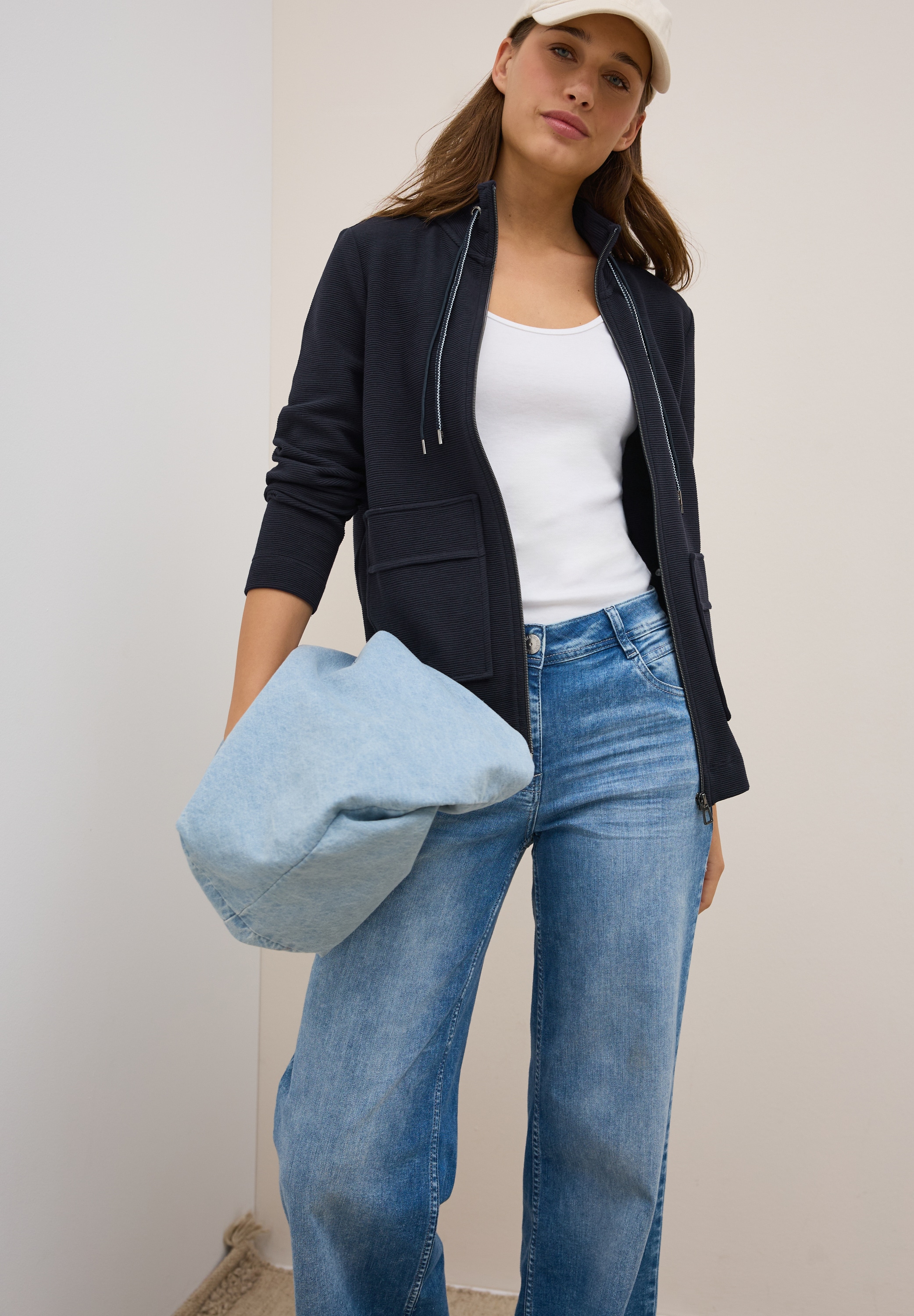 Cecil Sweatjacke, im Ottoman-Look und Stehkragen, Struktur-Optik günstig online kaufen