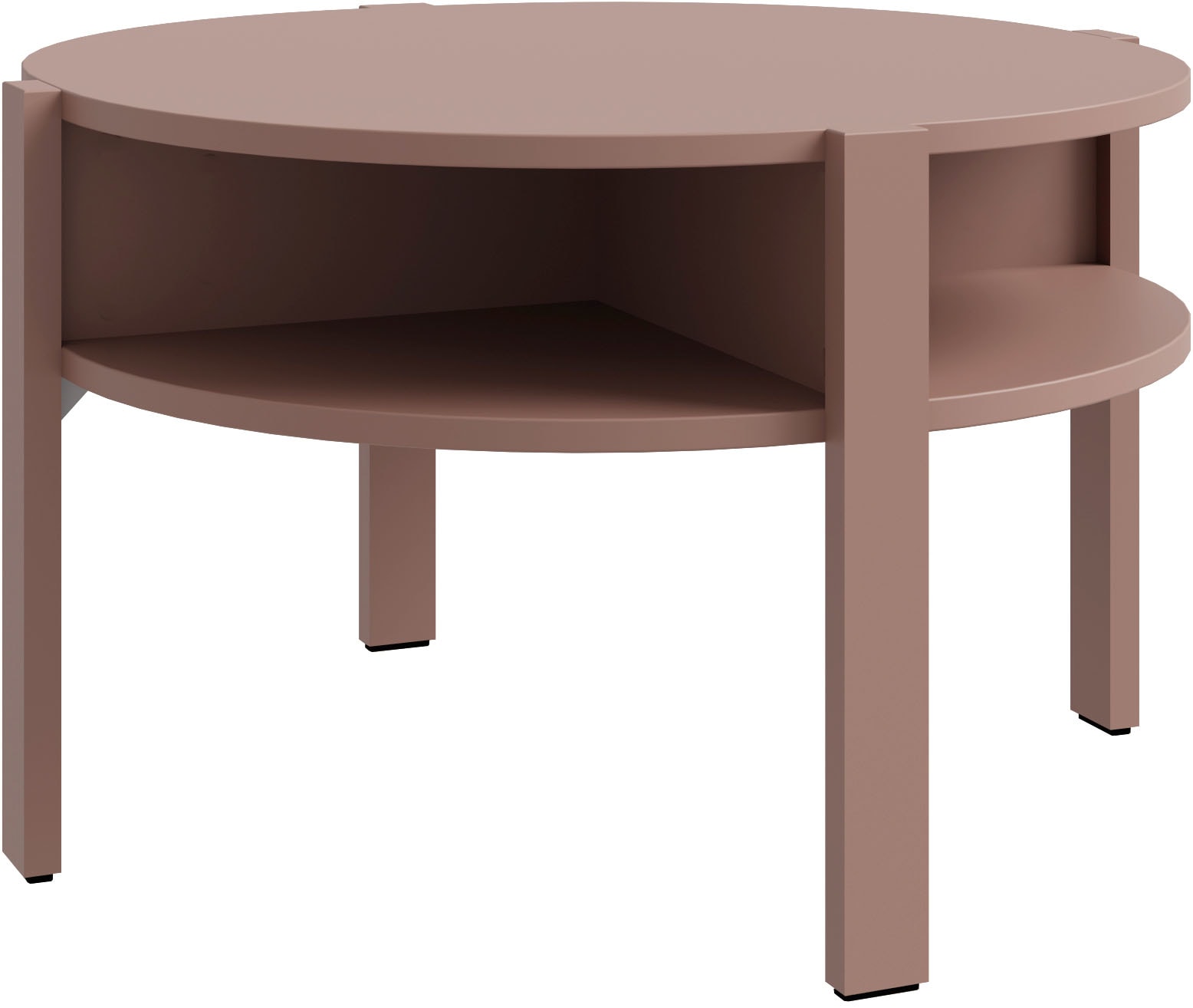 FORTE Beistelltisch "Tobago, runder Couchtisch mit 4 Ablagefächern, B/H/T 74,4/45,5/74,4 cm" Durchmesser ca. 74,5 cm