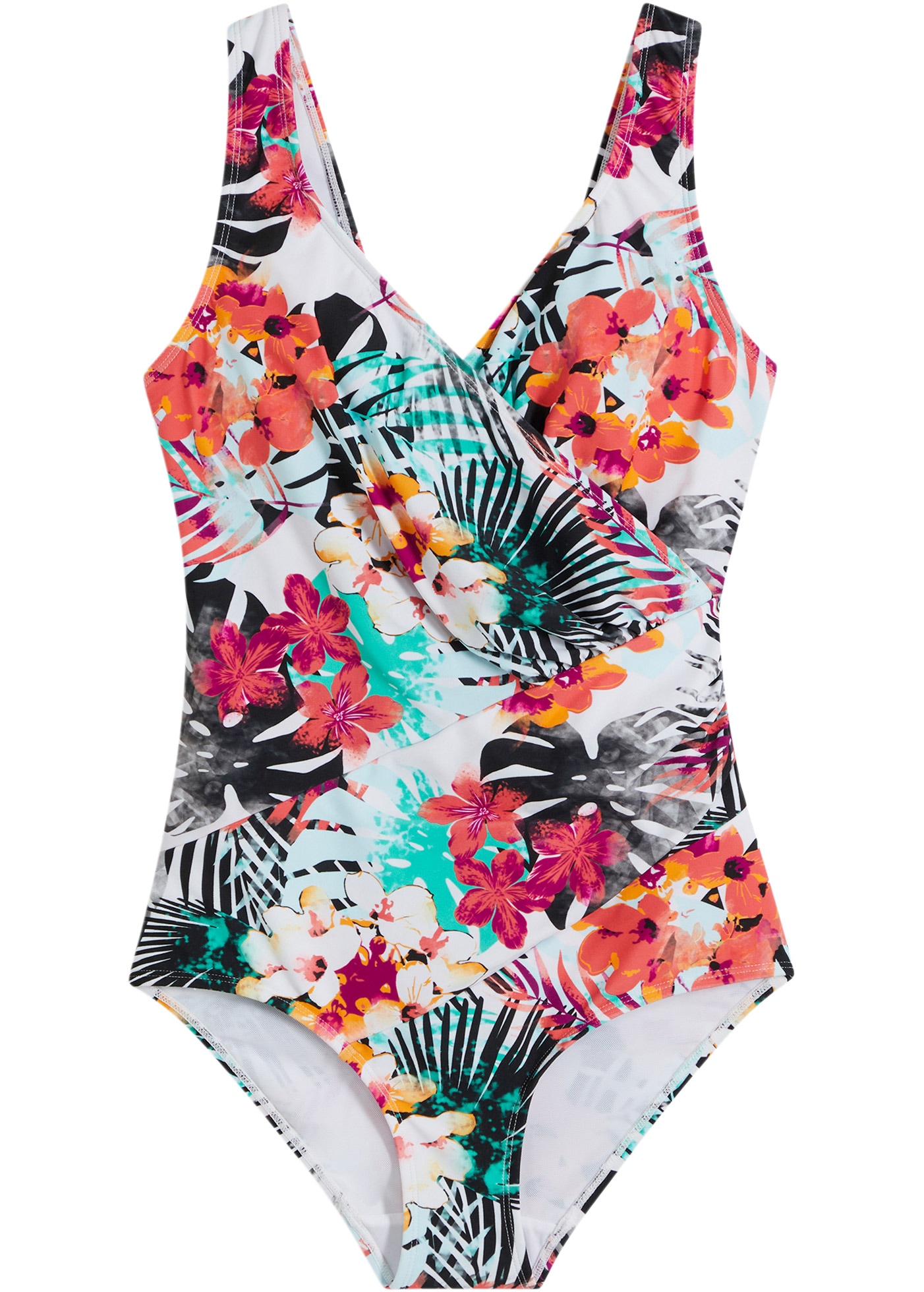 bonprix Badeanzug »Medium Shape-Badeanzug in Wickeloptik« figurformendes Material, Medium Shape-Passform, sportlicher Stil