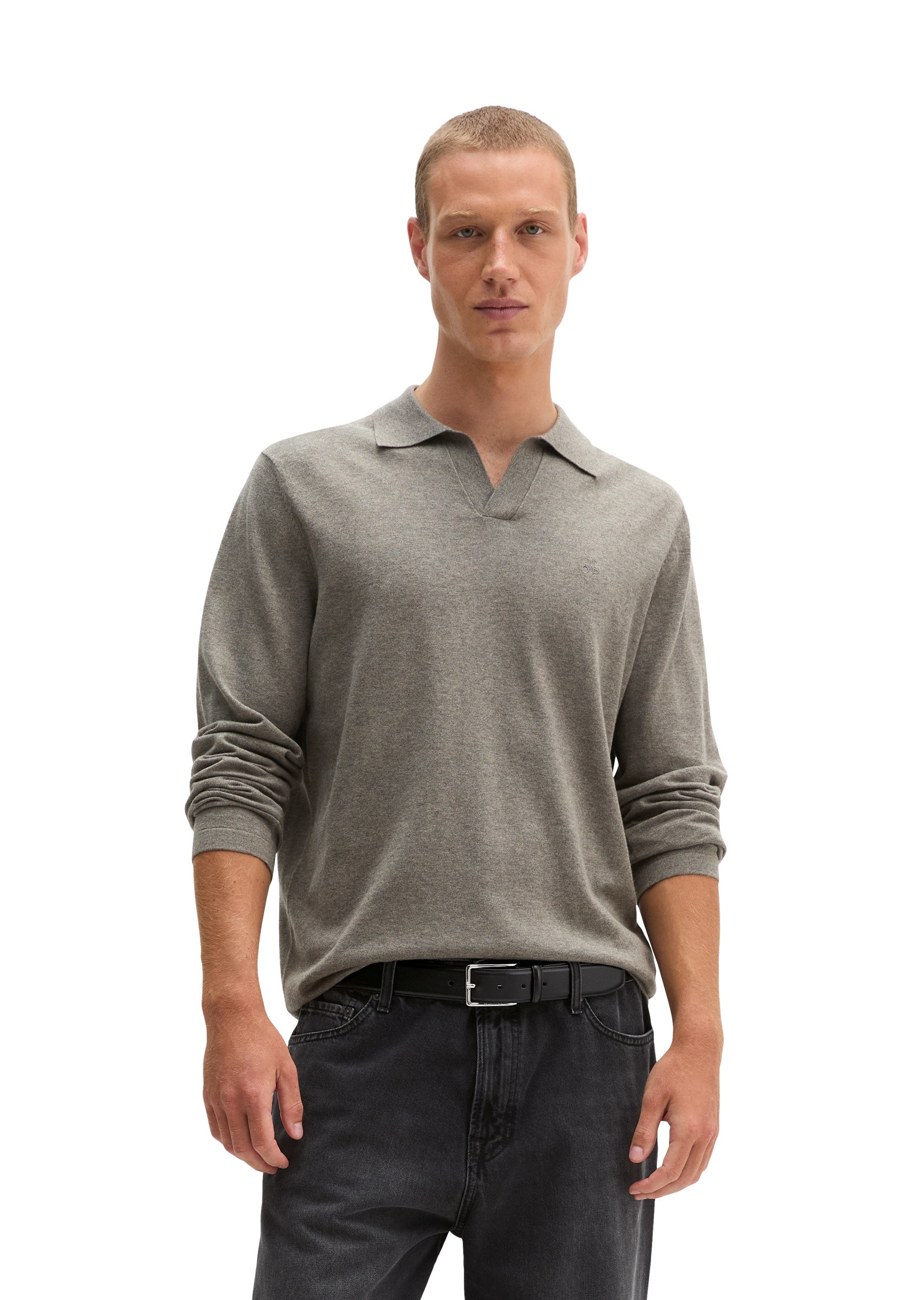 Marc OPolo Langarm-Poloshirt "aus Bio-Baumwoll-Kaschmir-Mix"