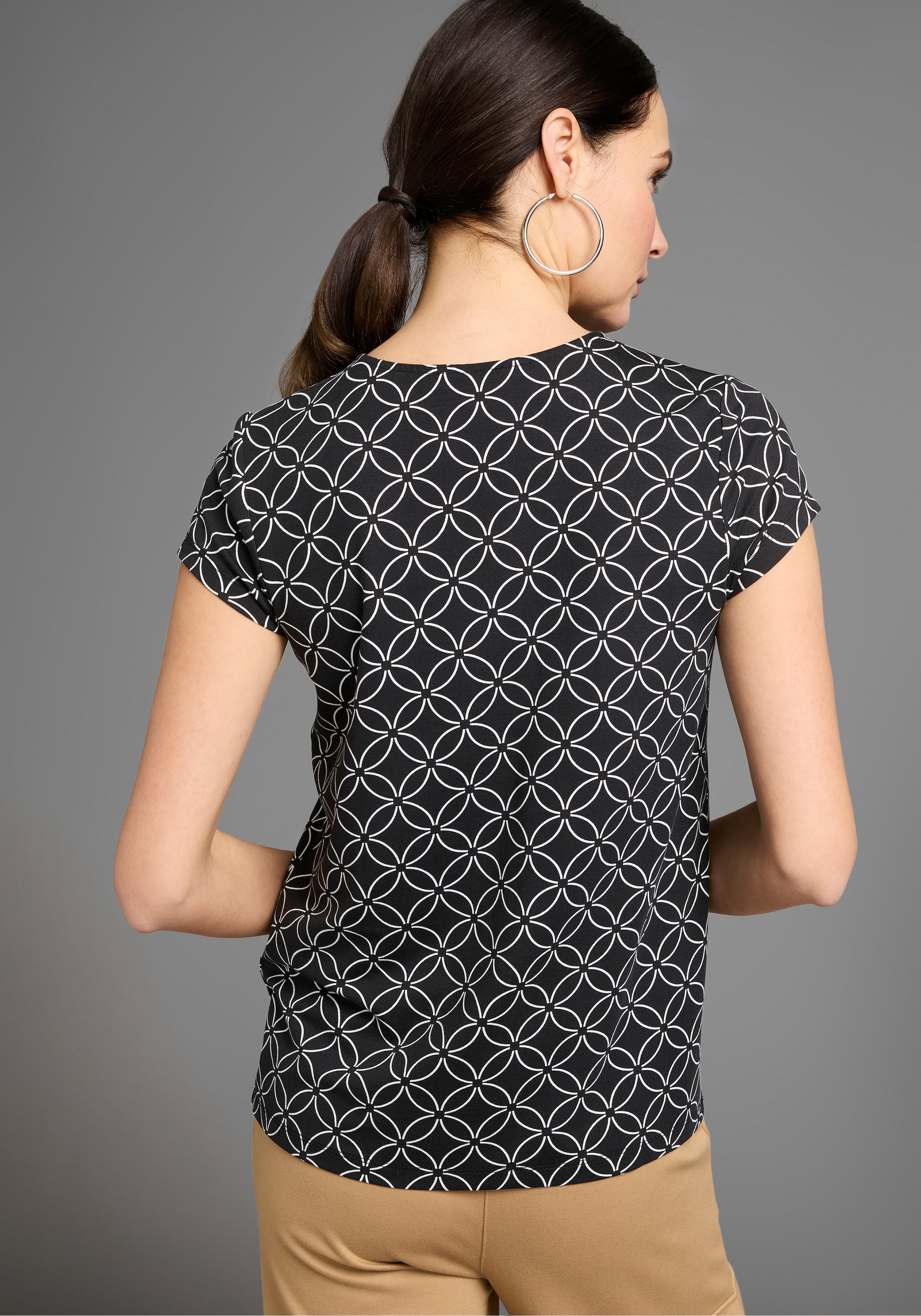 HECHTER PARIS Kurzarmshirt, mit Zierdetail und Alloverprint