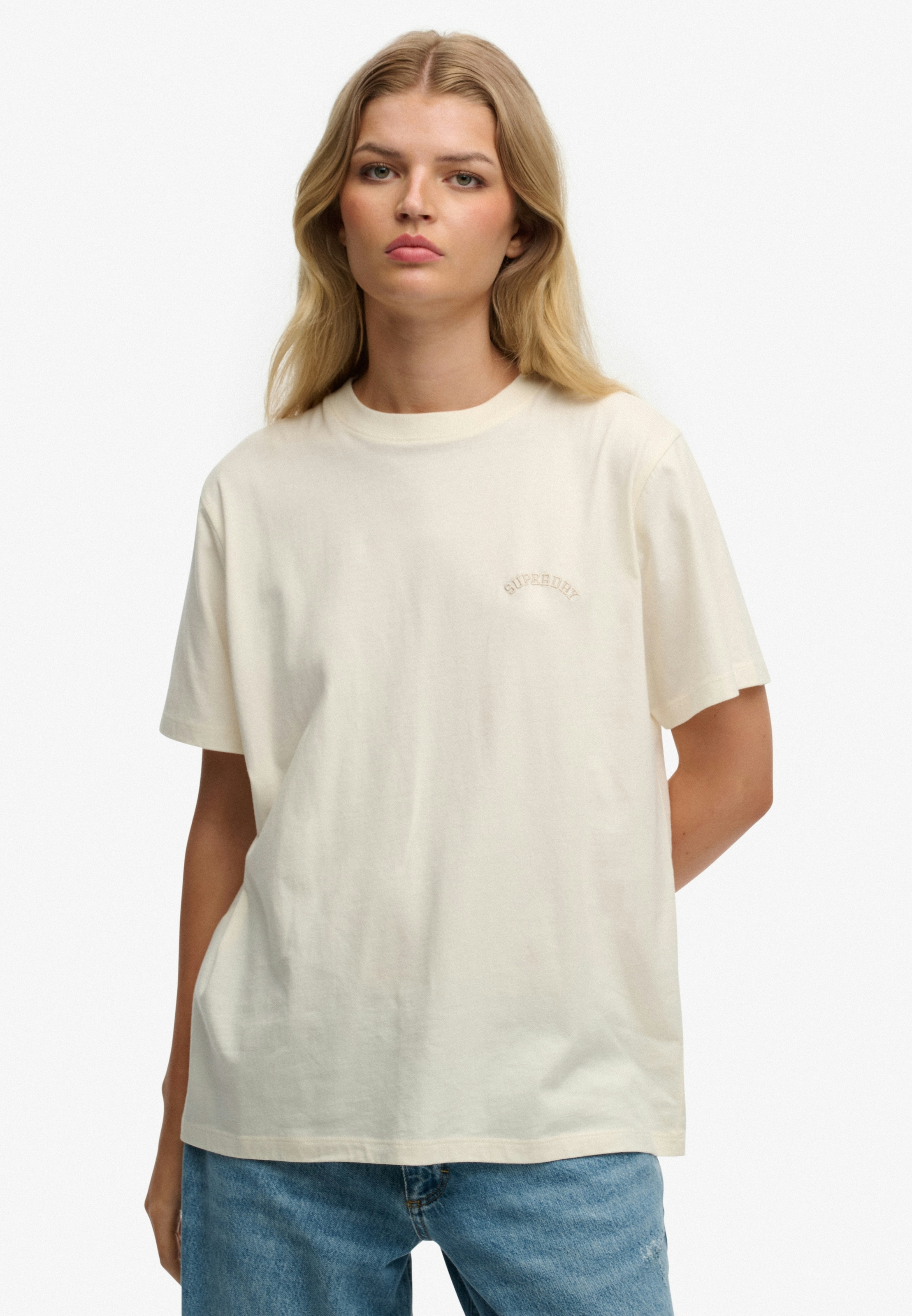 Superdry T-Shirt "ESSENTIAL LOGO LOOSE TEE" mit Rundhalsausschnitt, ohne Verschluss, Relaxed Fit, Kurzarm