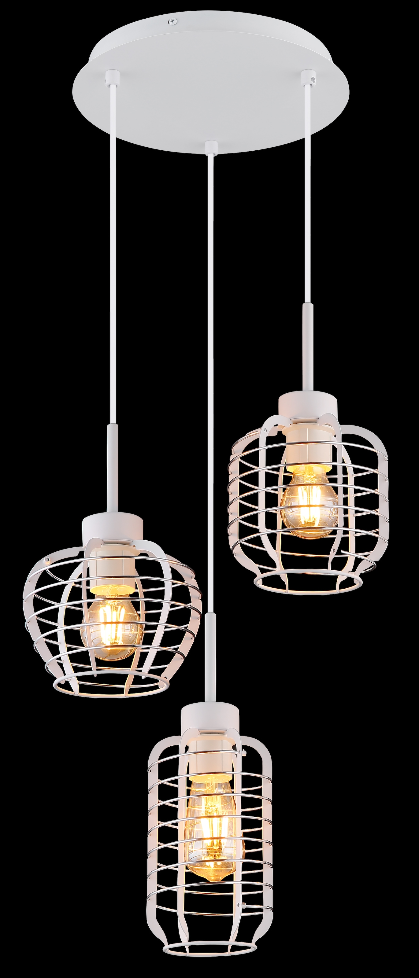 GLOBO LIGHTING Hängeleuchte »NESA« E27 1 Stk. Weiße Hängeleuchte mit Aluminiumstäben verchromt, E27 3x60W