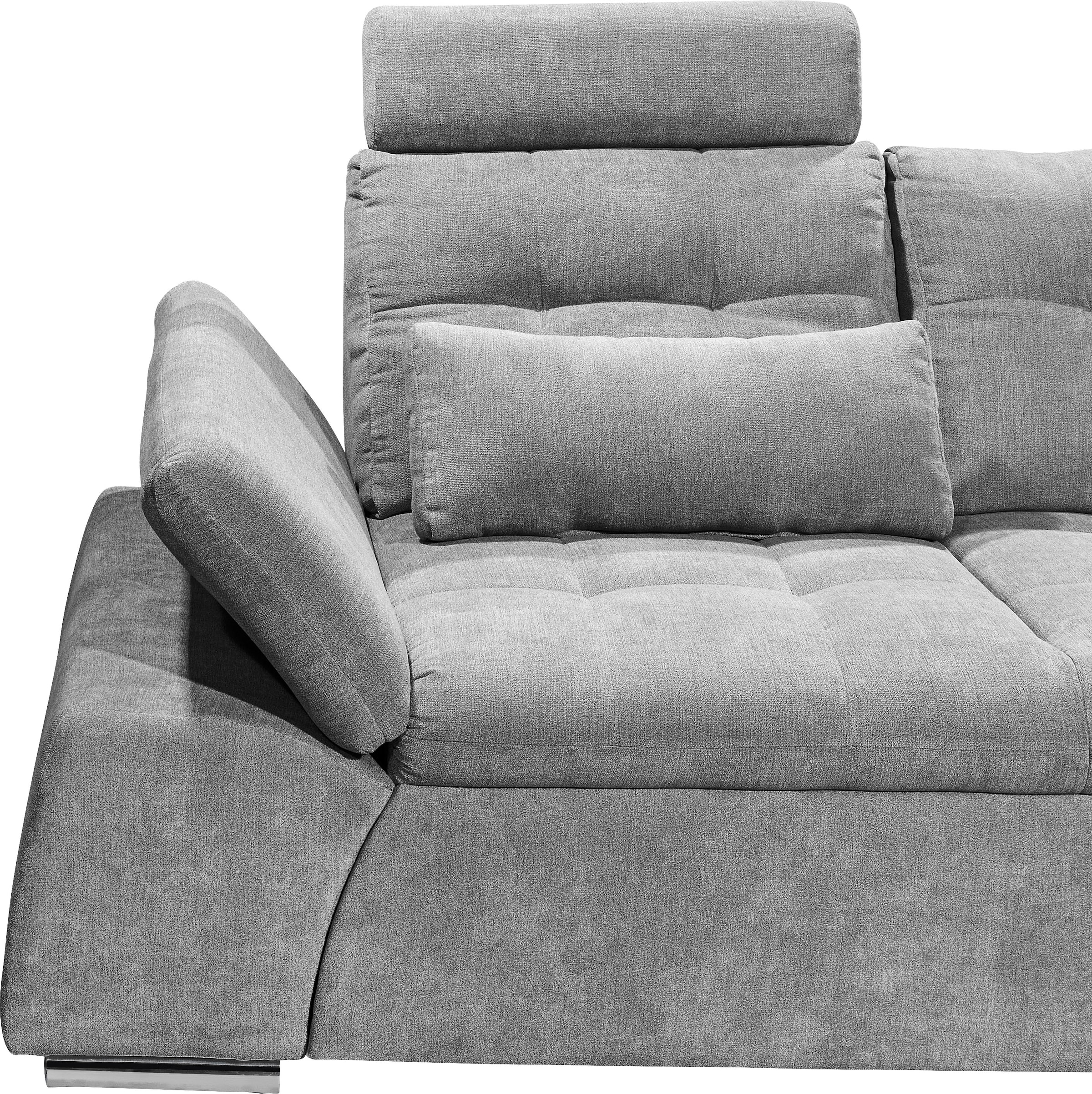 ED EXCITING DESIGN Ecksofa »Nalo L-Form«, mit Bettfunktion, Armteilverstellung, Kopfstützen & 2 Nierenkissen