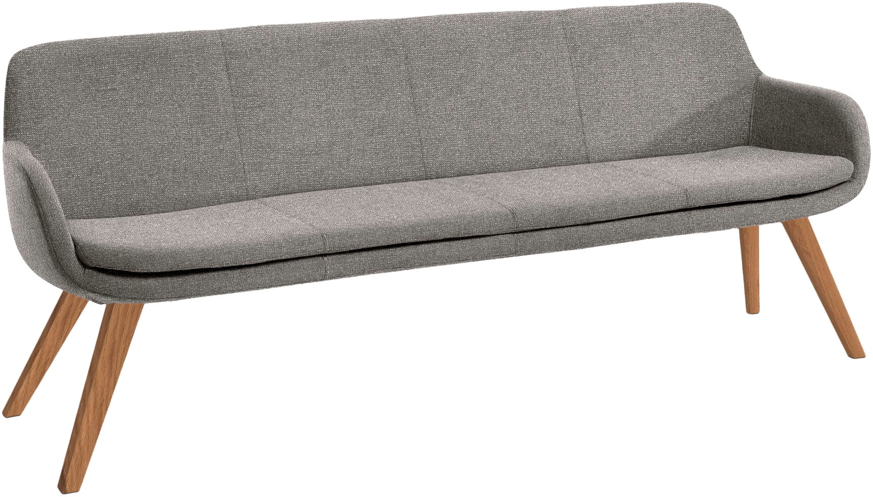 Essbank MUSTERRING "Tavia", grau (taupe, wildeiche), B:220cm H:87cm T:66cm, 100% PES, Sitzbänke, Essbank, Stativgestell Wildeiche massiv geölt, Breite 180, 200 oder 220 cm