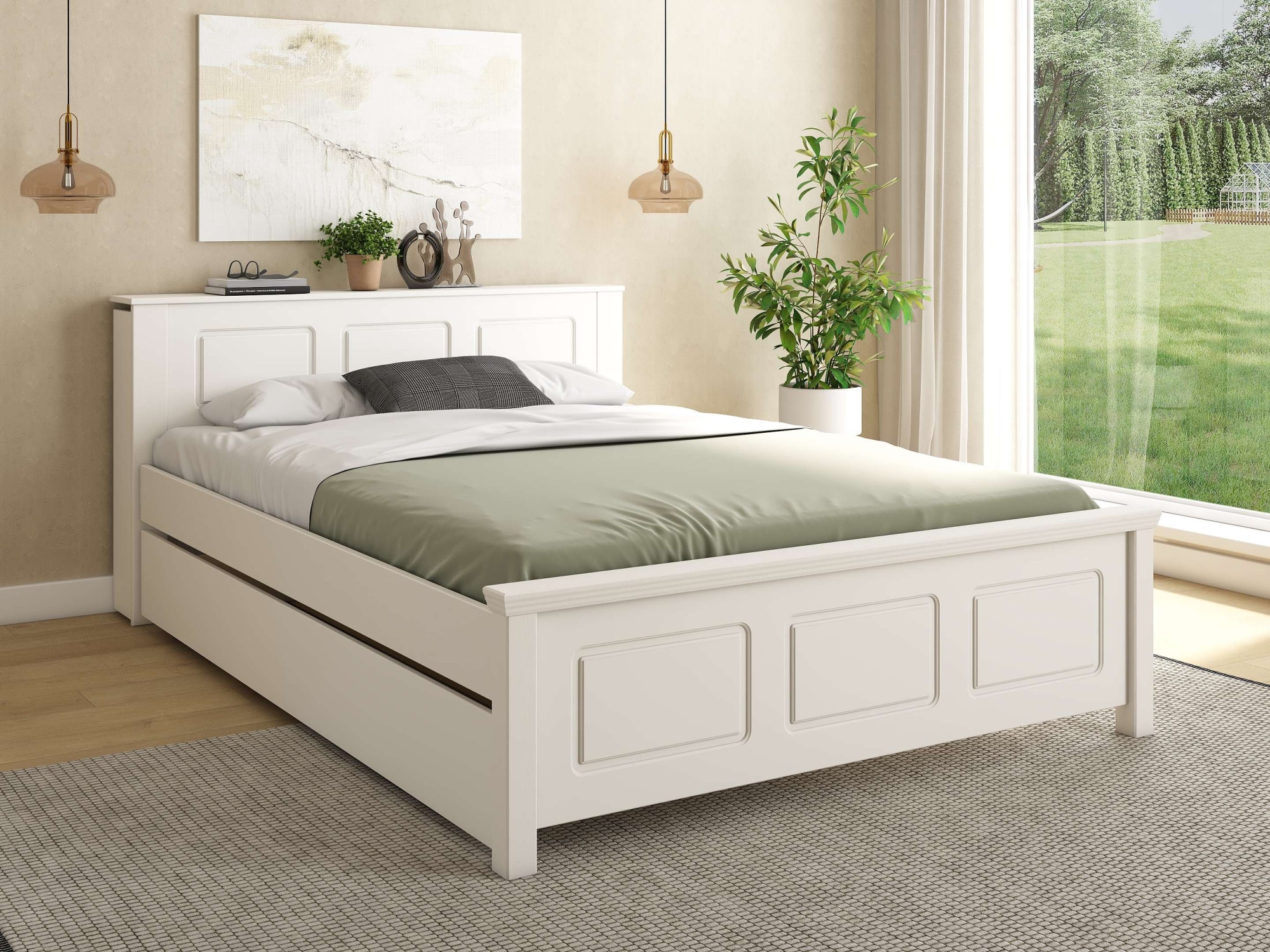 OTTO home Bett »Malme, mit unsichtbaren, herausziehbaren Regalen, maximaler Stauraum« Liegefläche 140x200cm,  inklusive Lattenrost, Made in EU, FSC® zertifiziertes Massivholz
