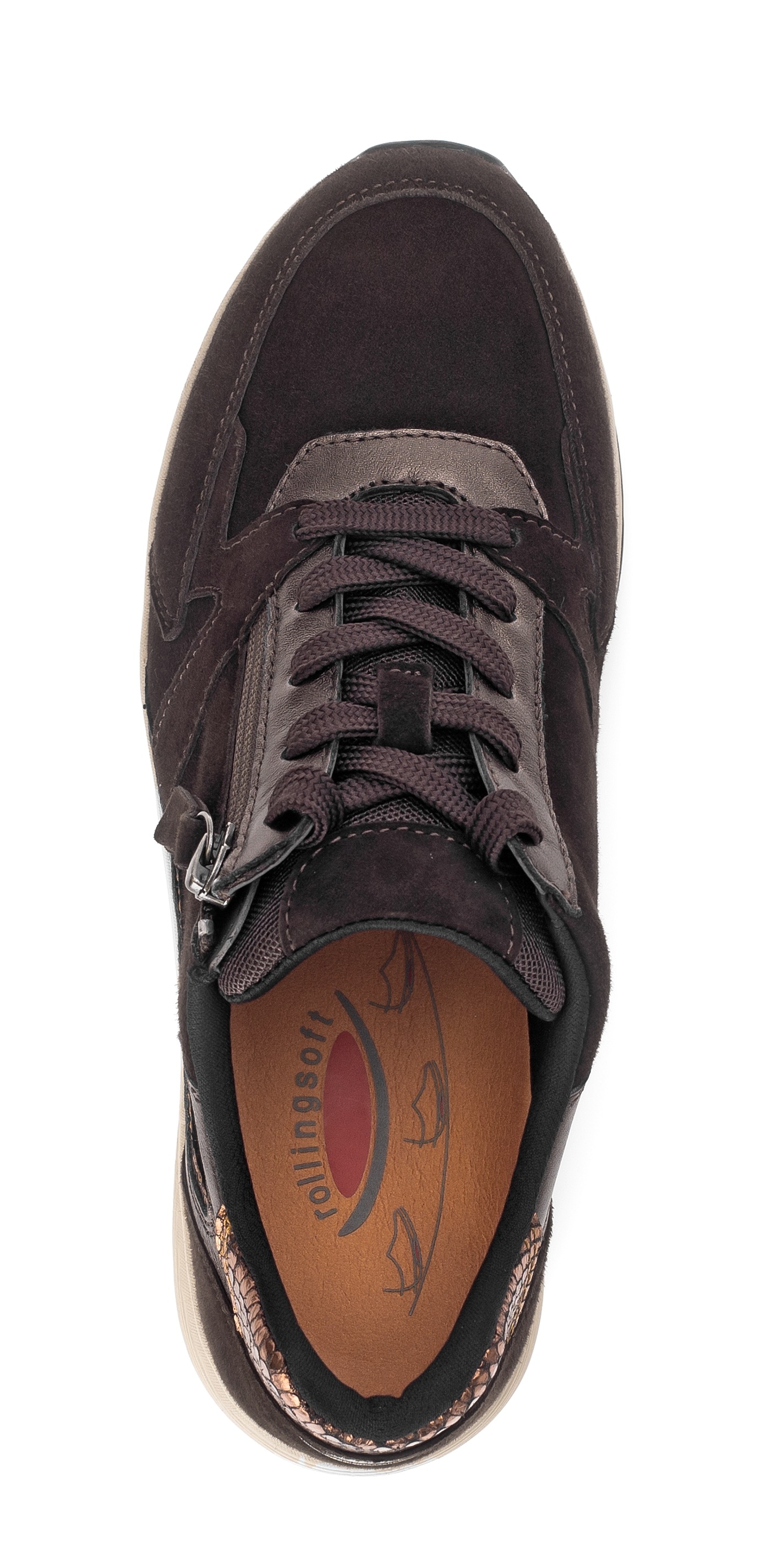 Gabor Rollingsoft Keilsneaker, Schnürer, Halbschuh, Freizeitschuh mit zusätzlichem Reißverschluss