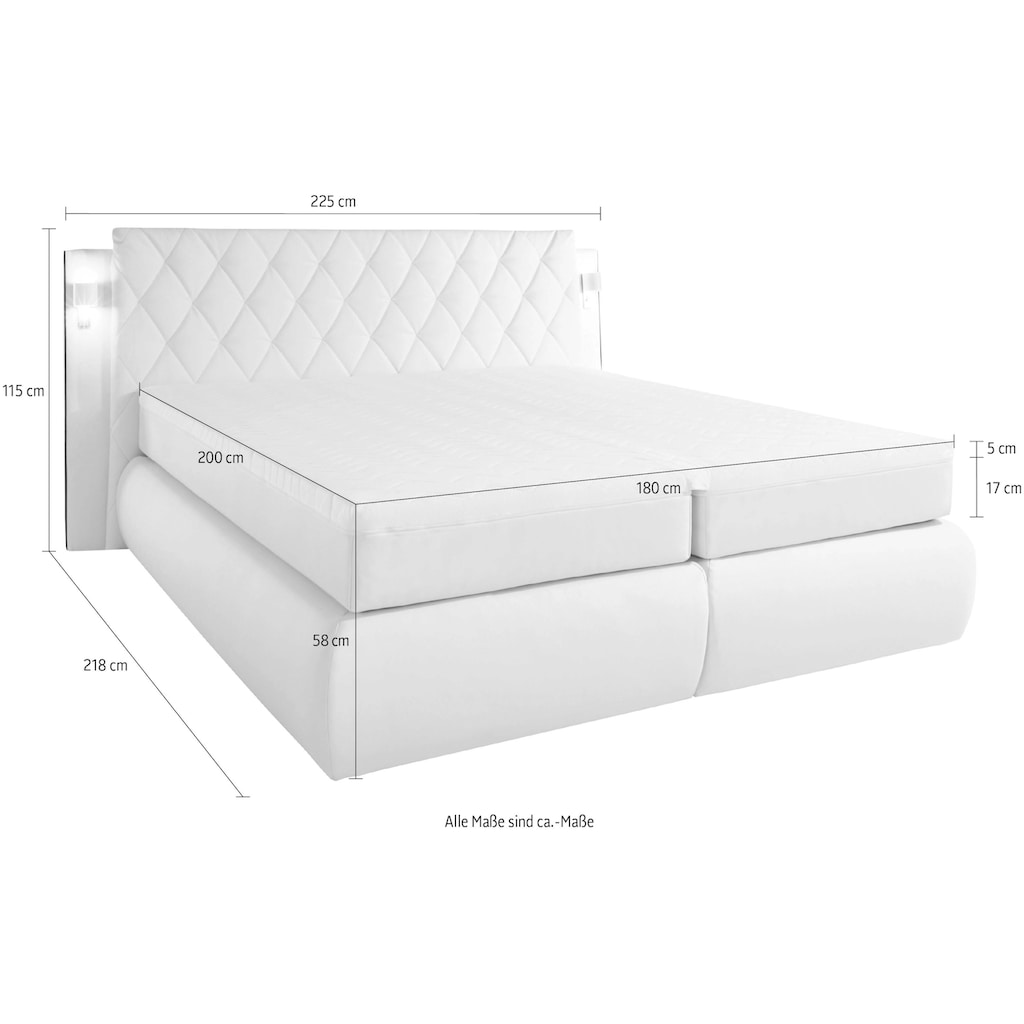 COLLECTION AB Boxspringbett, inklusive Bettkasten, LED-Beleuchtung und Topper