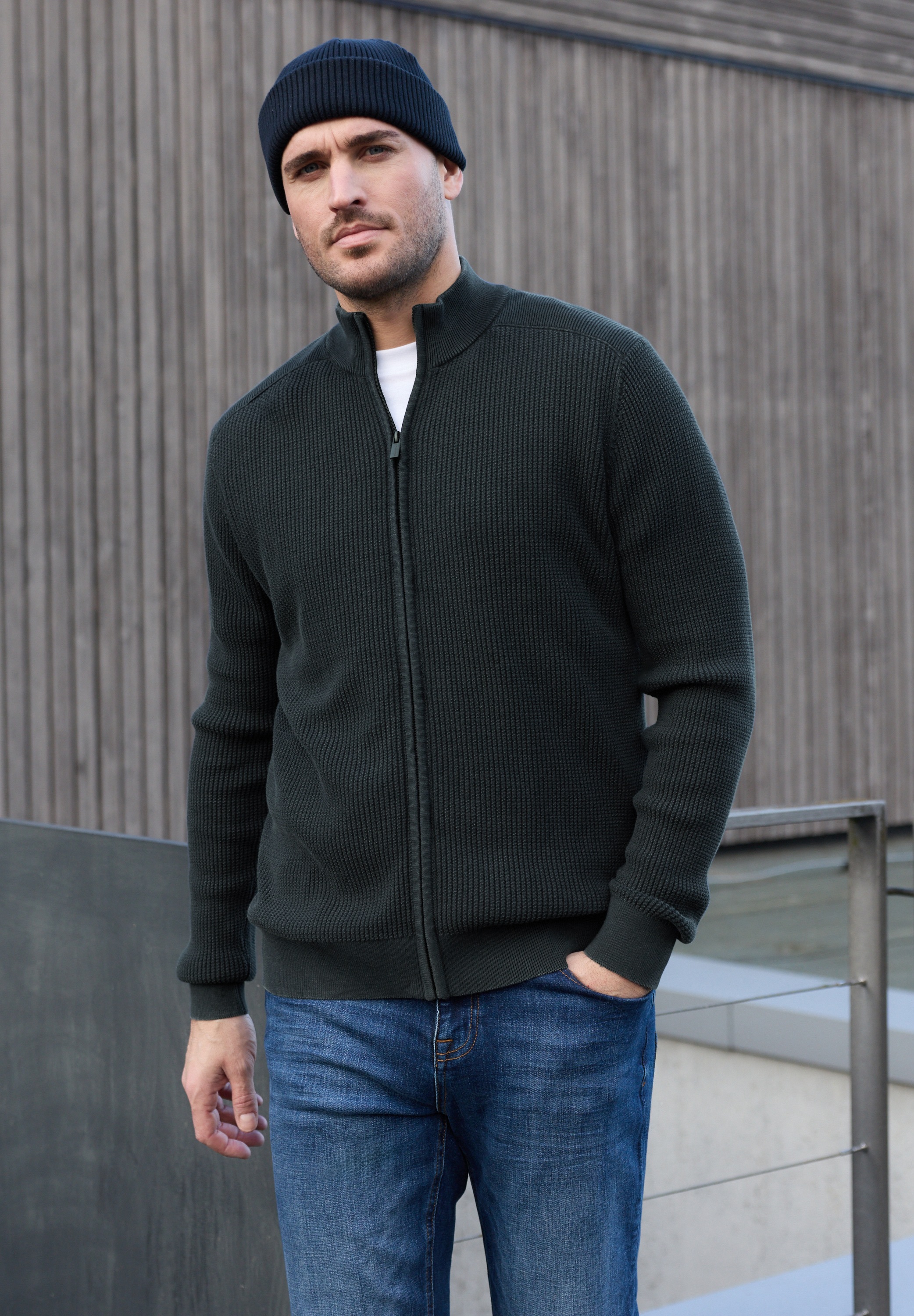 STREET ONE MEN Strickjacke aus reiner Baumwolle