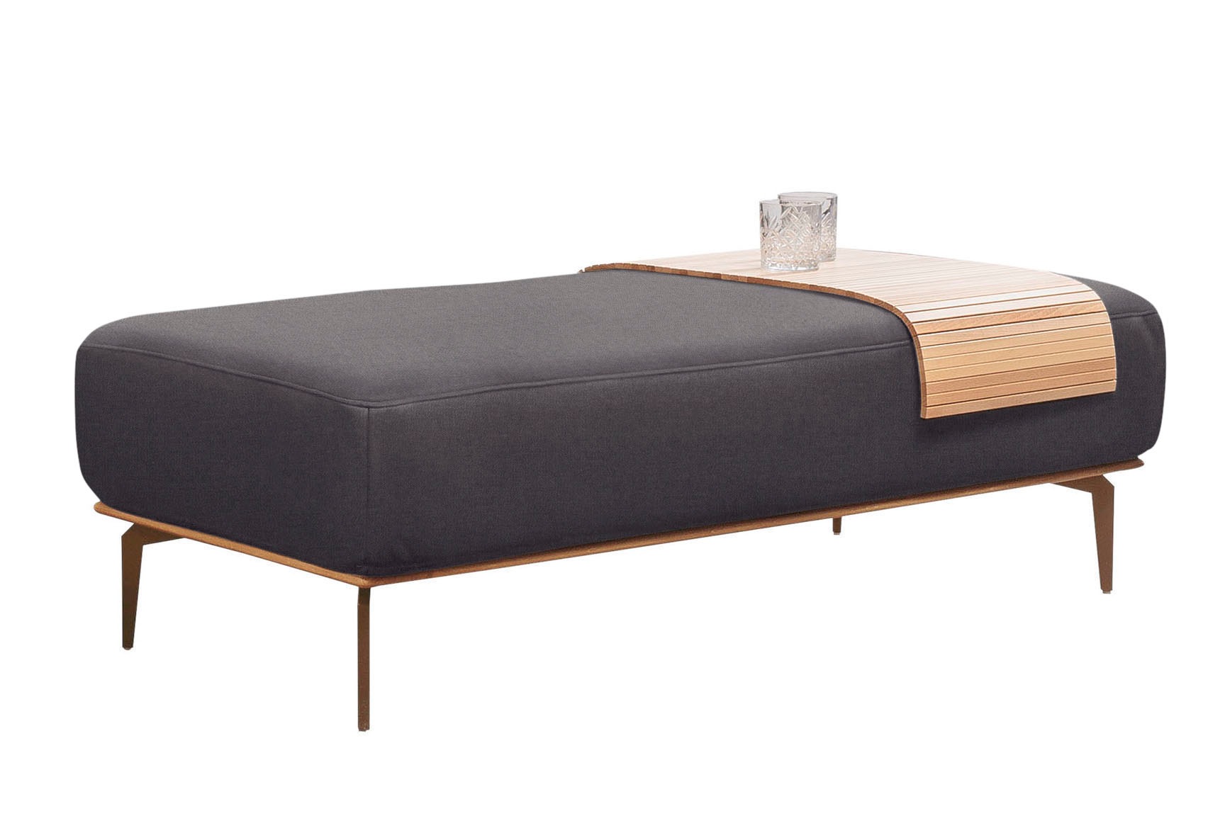 W.SCHILLIG Polsterhocker »run«, mit Holzsockel, Füße in Bronze pulverbeschichtet, Breite 150 cm