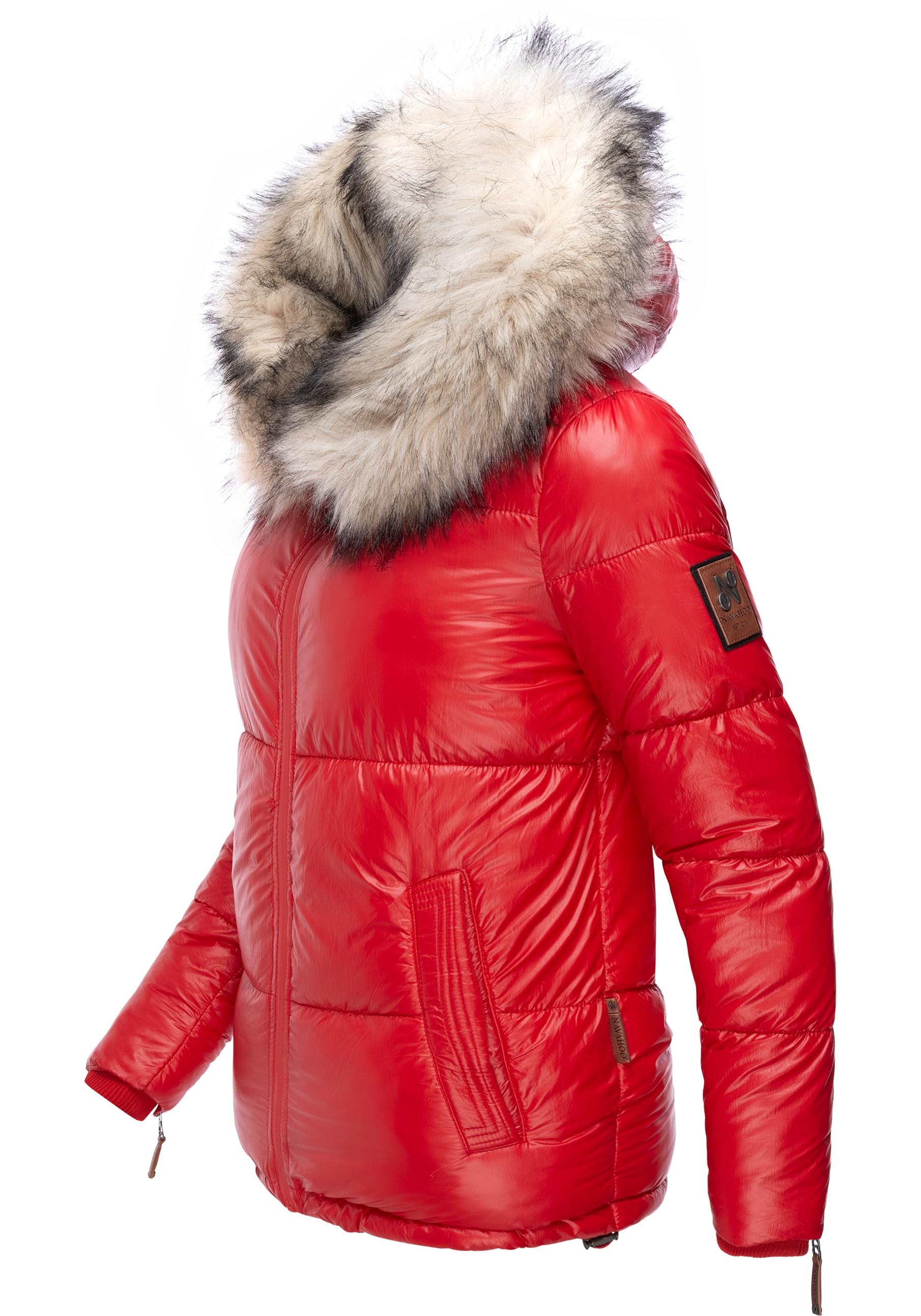 Navahoo Winterjacke »Tikunaa«, mit Kapuze, warm gefütterte Damen Steppjacke mit Kunstfellkapuze