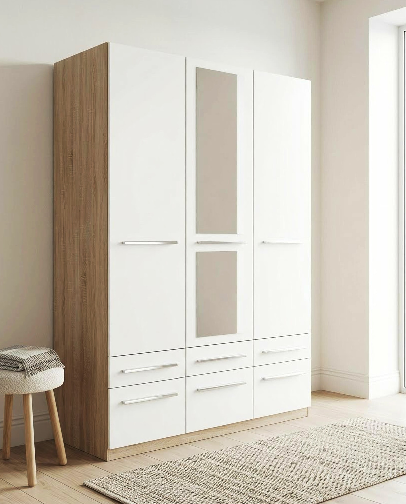 priess Kleiderschrank »Schrank Garderobe Wäscheschrank Barcelona« viel Stauraum, geräumige Schubkästen, mit Spiegel, MADE IN GERMANY