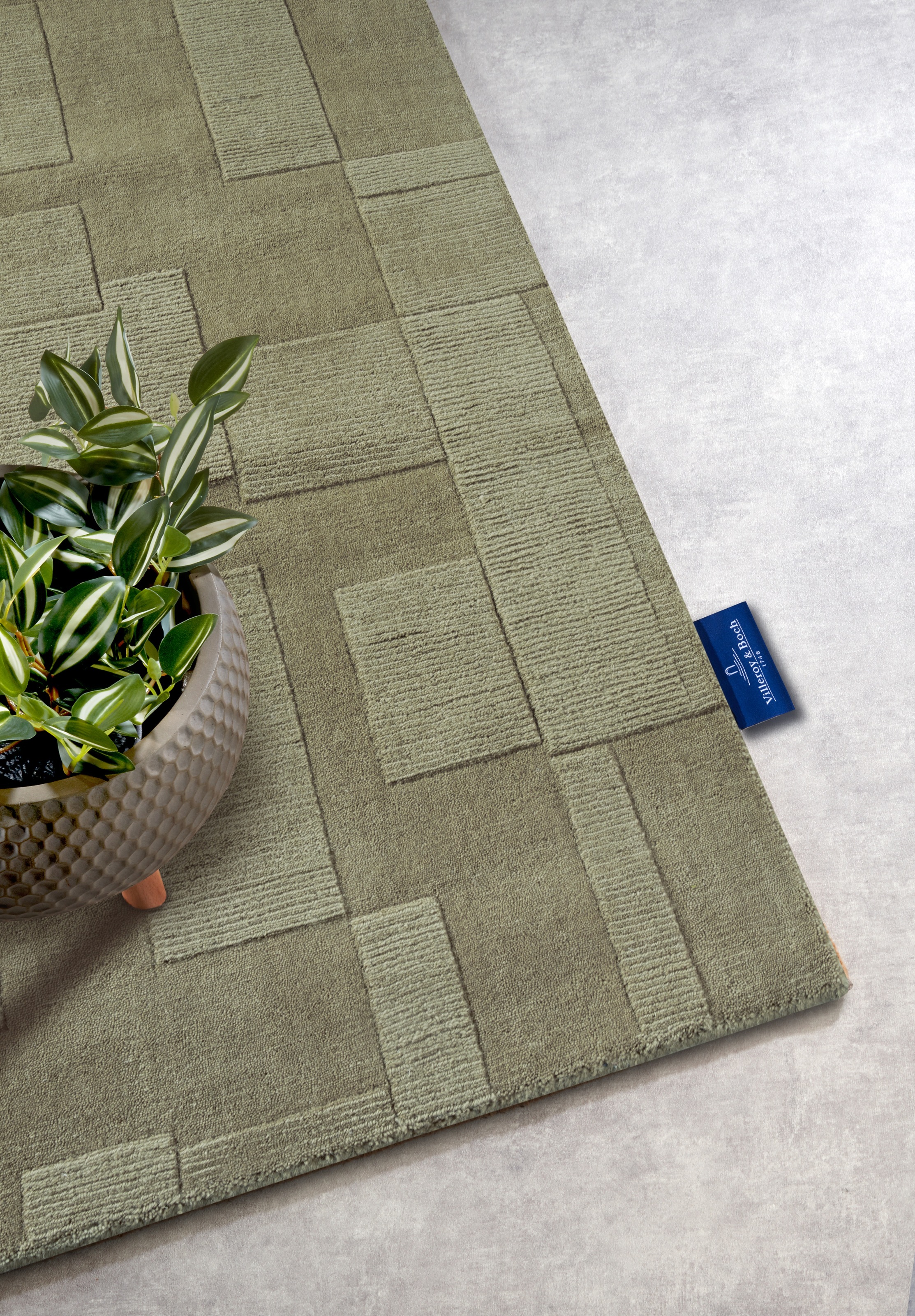 Villeroy & Boch Wollteppich »Wilhelmine«, rechteckig, 10 mm Höhe, Läufer, handgewebt, Wolle, Natur, Wohnzimmer, Geometrie, Boho