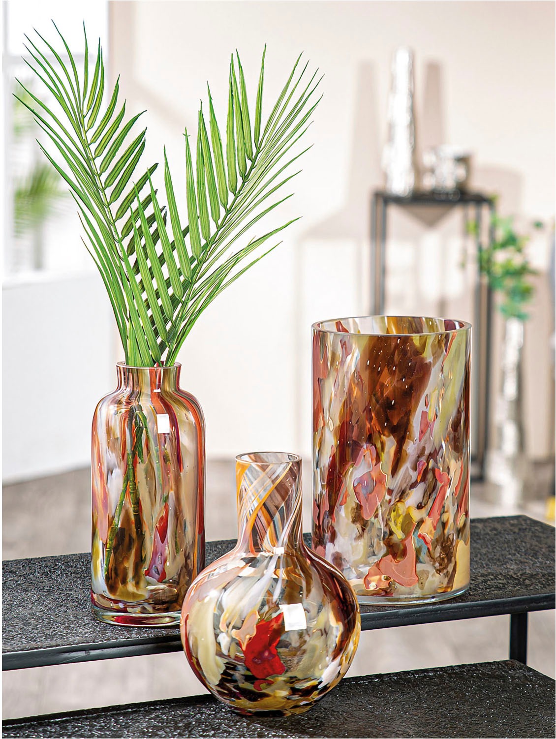 GILDE Tischvase »Vase Roslin Höhe ca. 24 cm«, (1 St.), Europäische Handarbeit, aus durchgefärbtem Glas