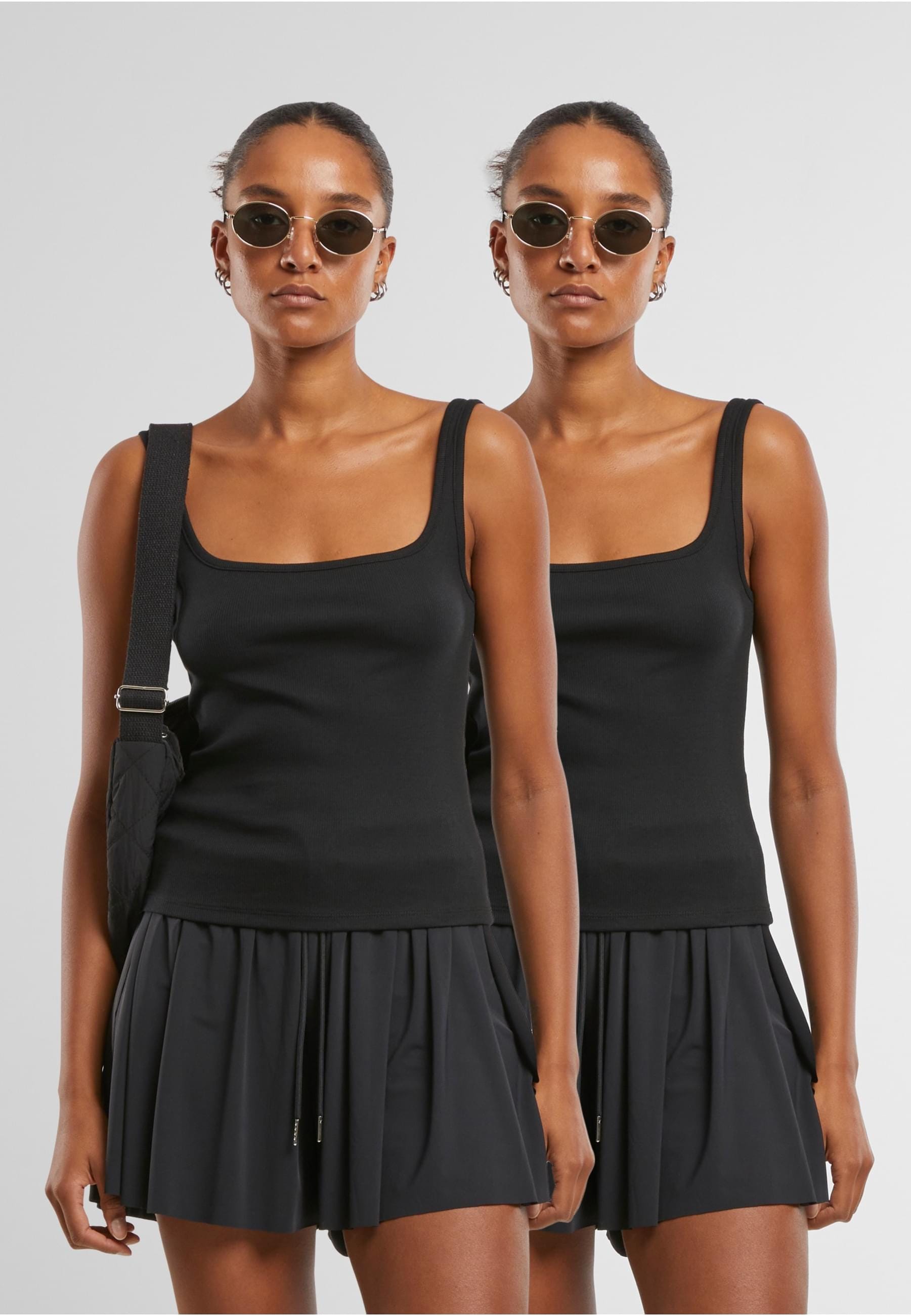 URBAN CLASSICS Muskelshirt »Urban Classics Ladies Wide Neck Rib Top 2-Pack«, (1 tlg.)