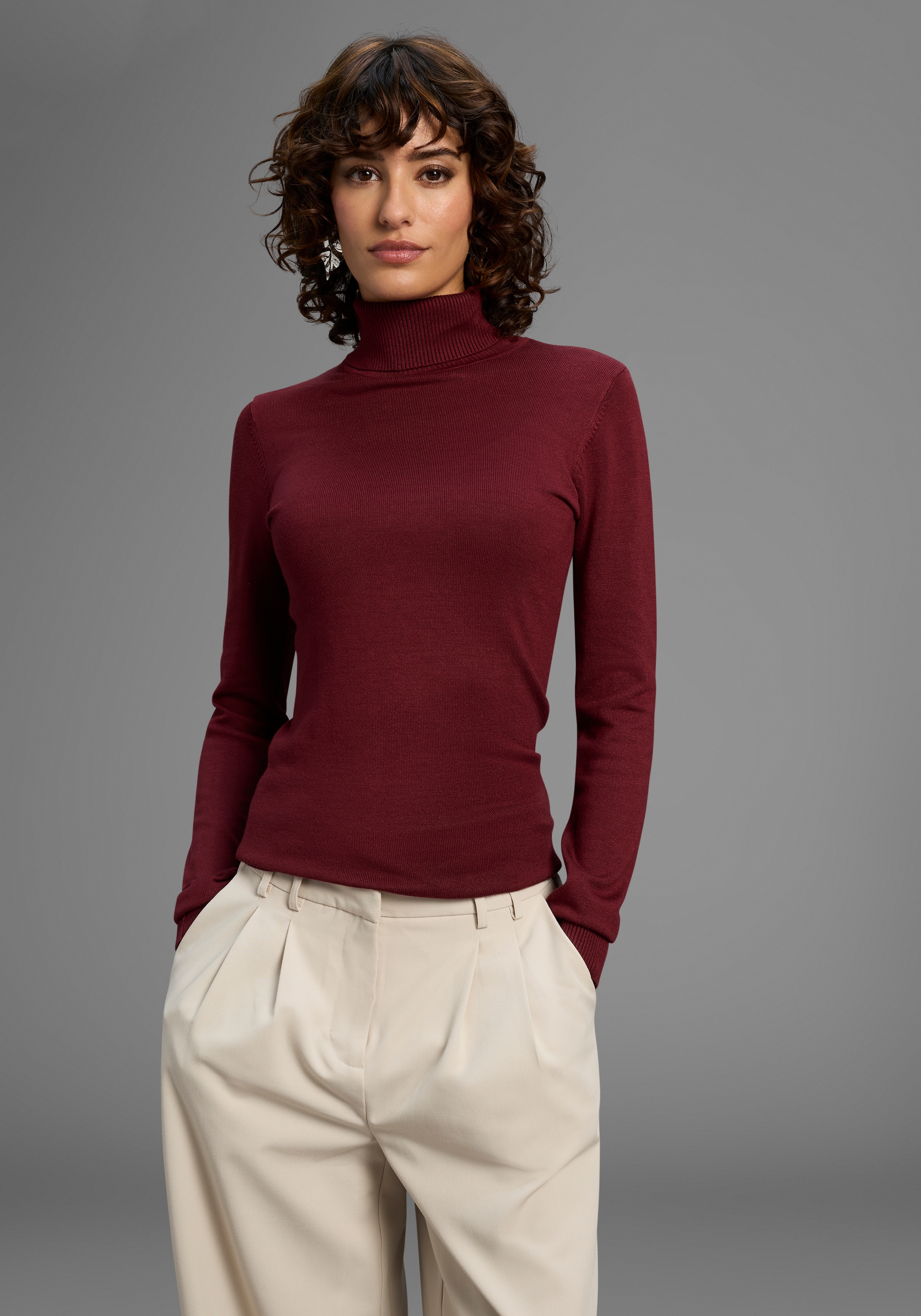 Laura Scott Rollkragenpullover, in figurbetonter Longform günstig online kaufen