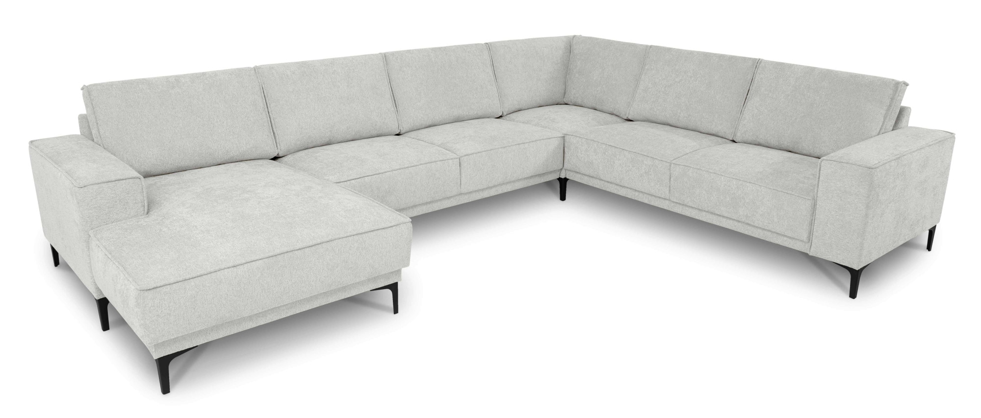 Places of Style Wohnlandschaft »XXL Sofa Oland, Struktur, Flachgewebe, Luxus-Microfaser, Boucle«, U-Form, 342 cm, Wellenunterfederung, Skandi-Design, Metallfüße