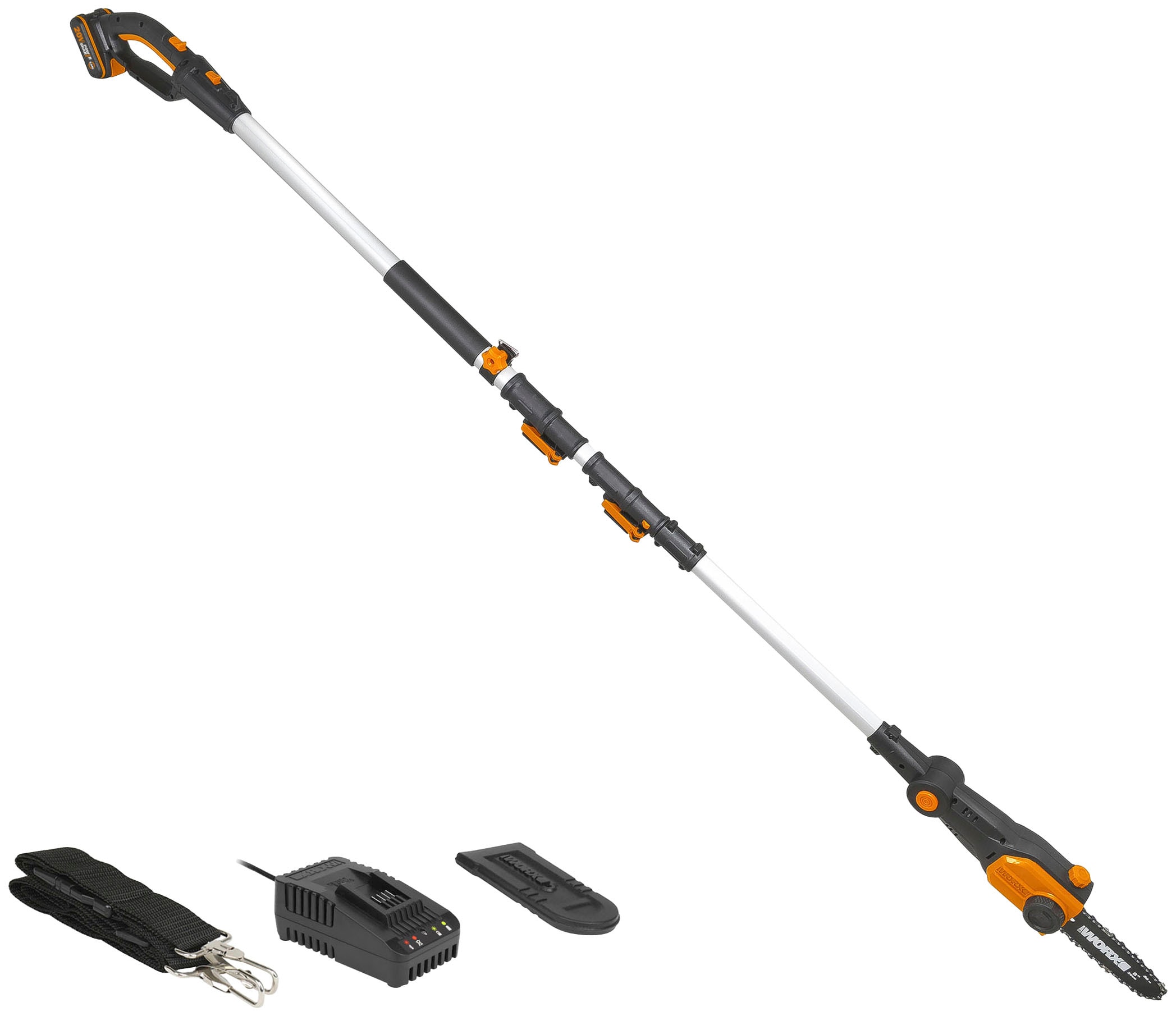 Worx Akku-Hochentaster "20V Akku Hochentaster, 20cm, Teleskopgriff max. 3,6m", (Set, Gartenscheren-Maschinen), inklusive