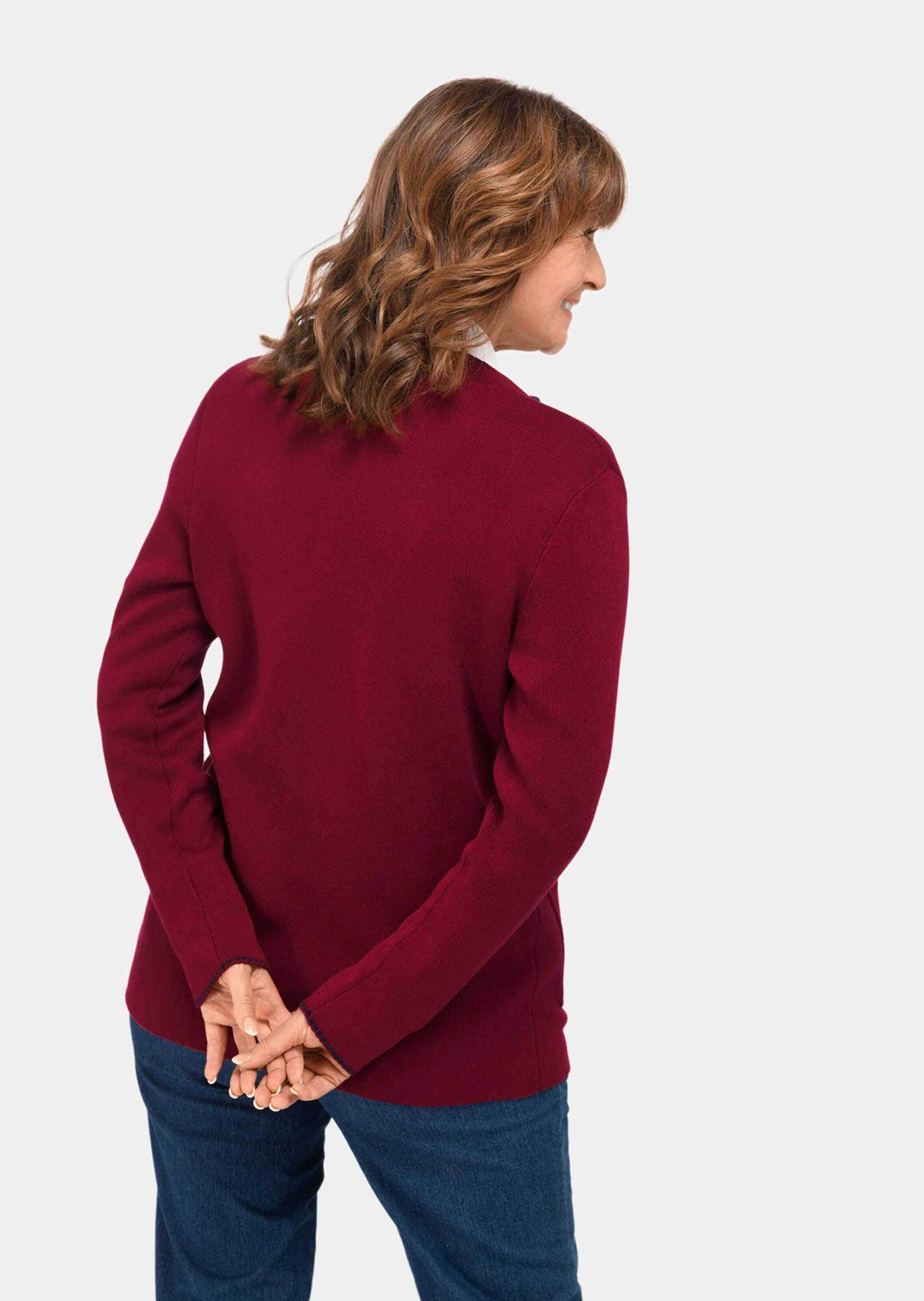 GOLDNER Strickjacke »Longstrickjacke Longstrickjacke mit kontrastfarbenen Zierkanten«