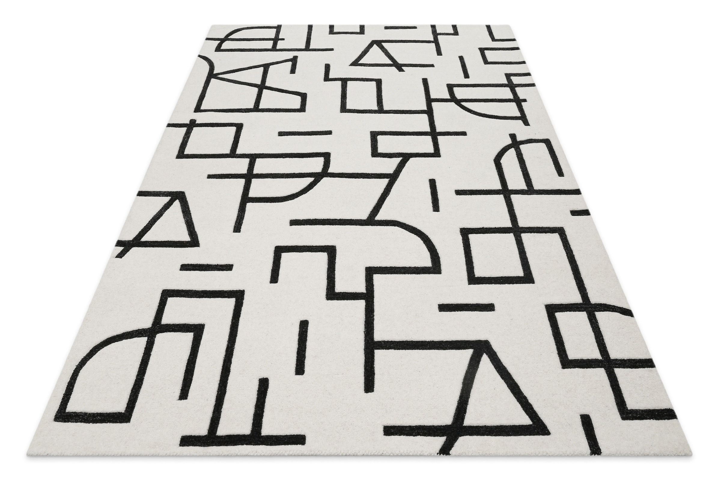 Wecon home Teppich »Beatrice« rechteckig 13 mm Höhe Kurzflorteppich, Schurwolle, Konturenschnitt, handgetuftet, Wohnzimmer