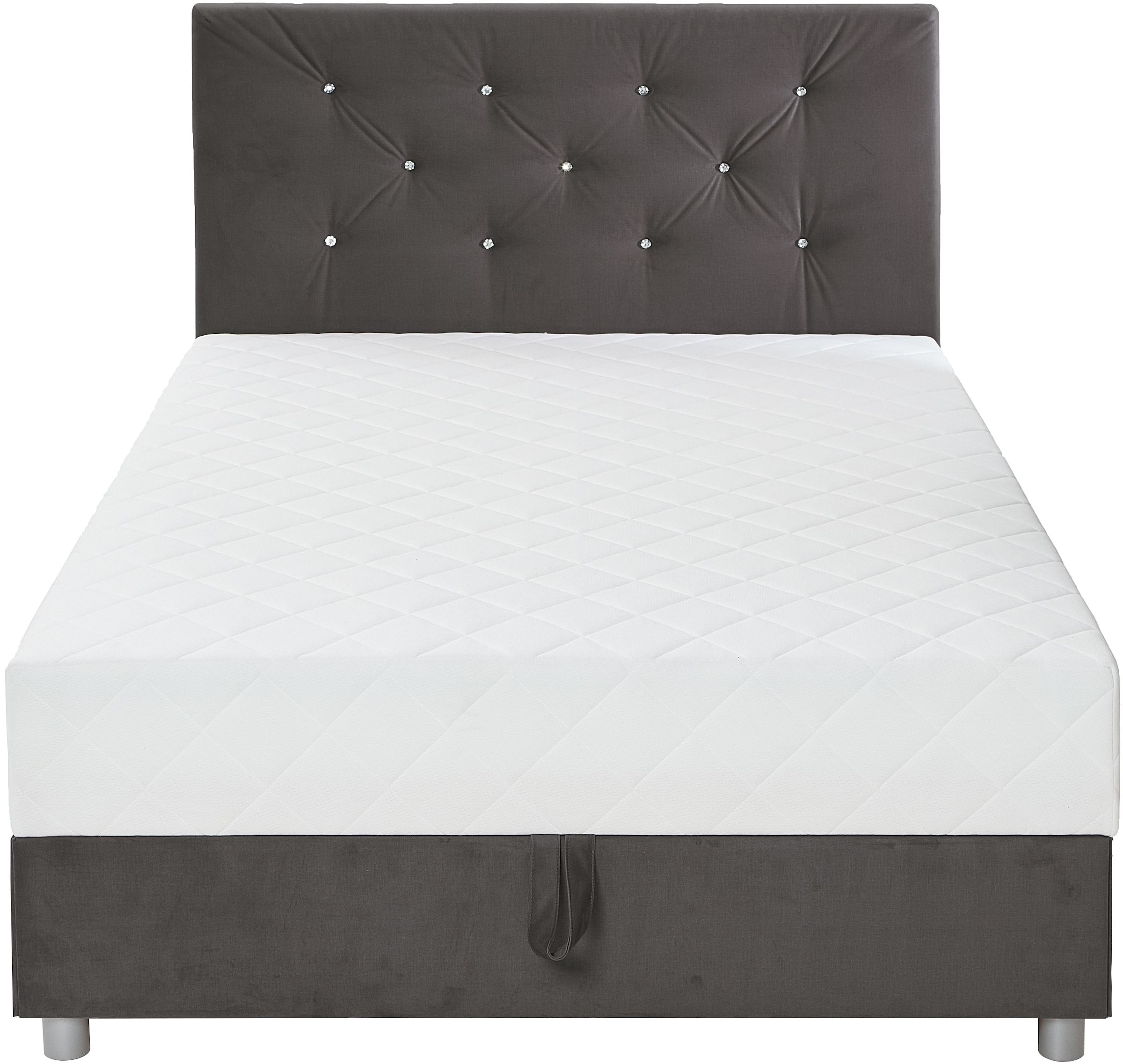 ATLANTIC home collection Boxbett »CELIA im hochwertiger Samtoptik«, mit Taschen-Federkernmatratze, Bettkasten und Strass-Steinen