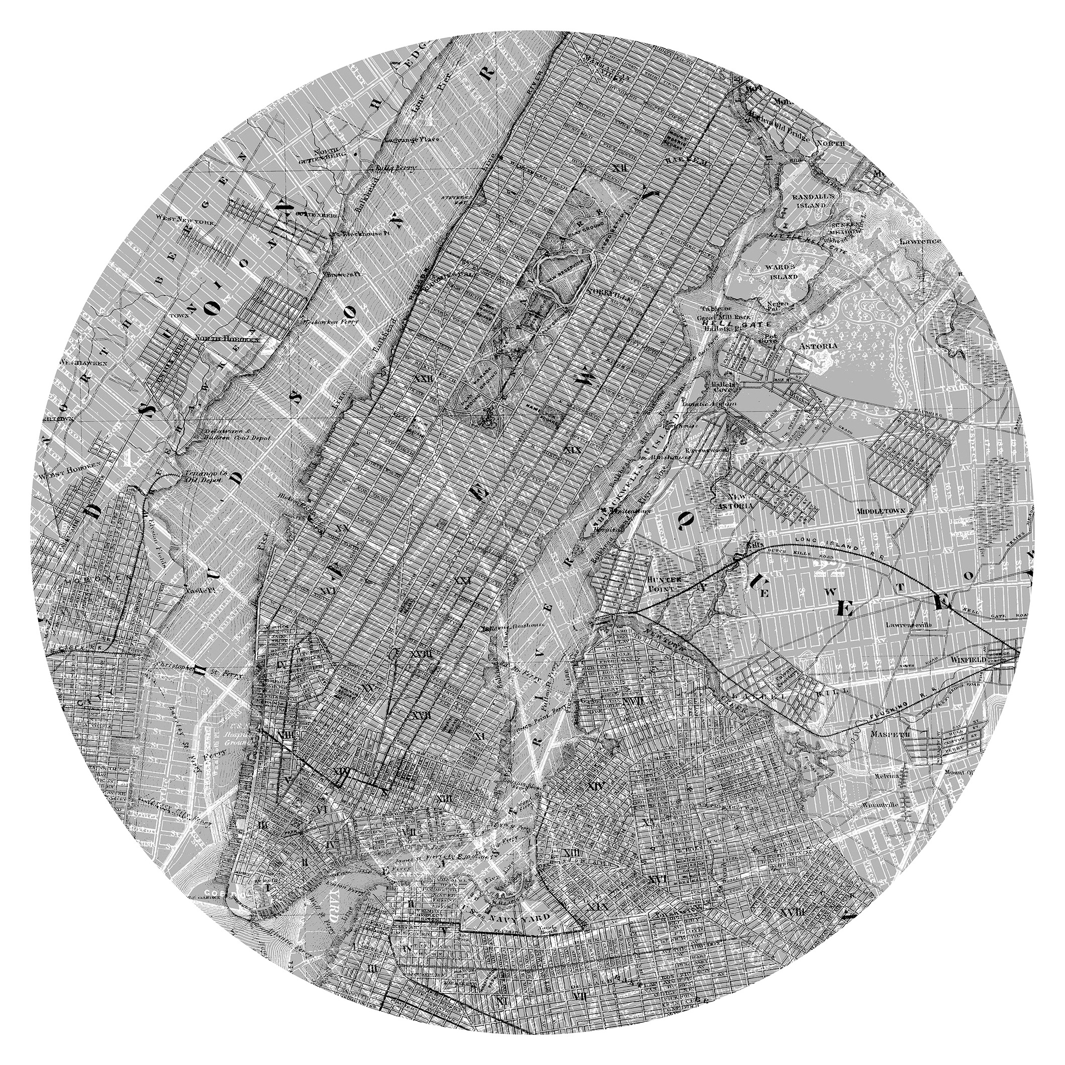 Vliestapete »Map«, 125x125 cm (Breite x Höhe), rund und selbstklebend