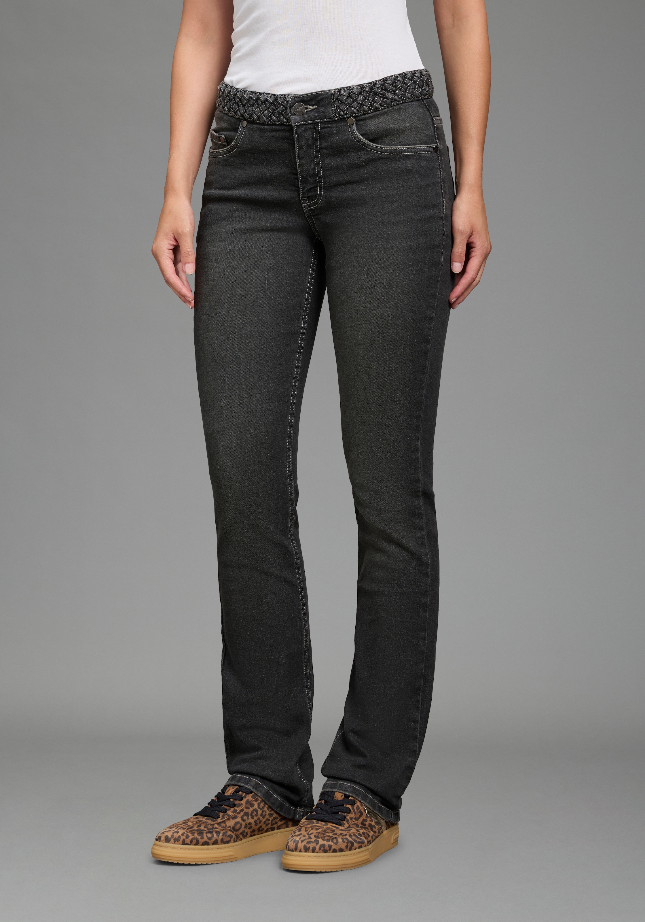 Arizona Gerade Jeans "mit Jeansgürteloptik" Straight-Fit, gerader Beinverlauf, normale Leibhöhe