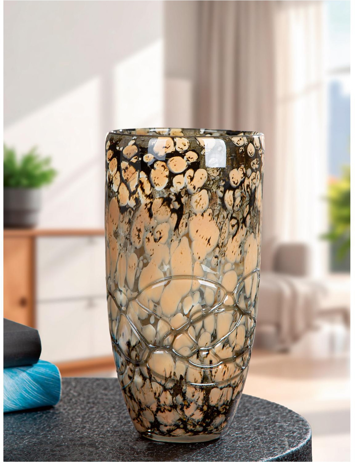 GILDE Tischvase »Glass Art, Vase, "Mountain", Glas, braun« Vase Mountain Dekovase Tischdekoration Blumendeko Gefäß