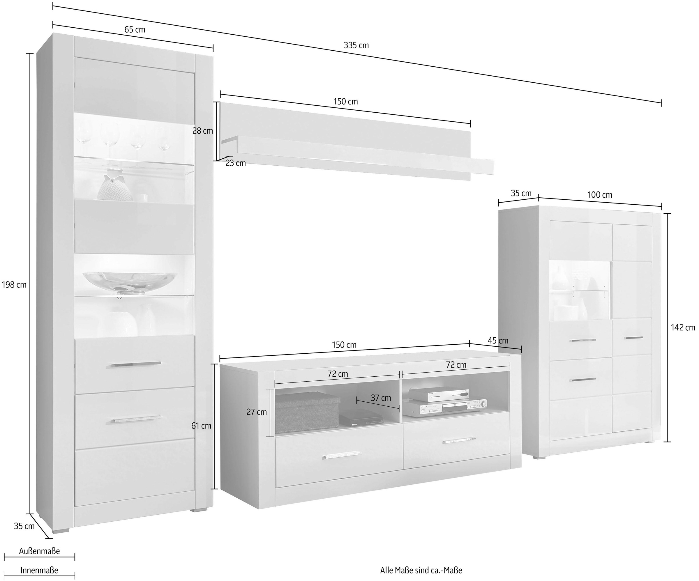 INOSIGN Wohnwand »BIANCO«, (Set, 4 St.)