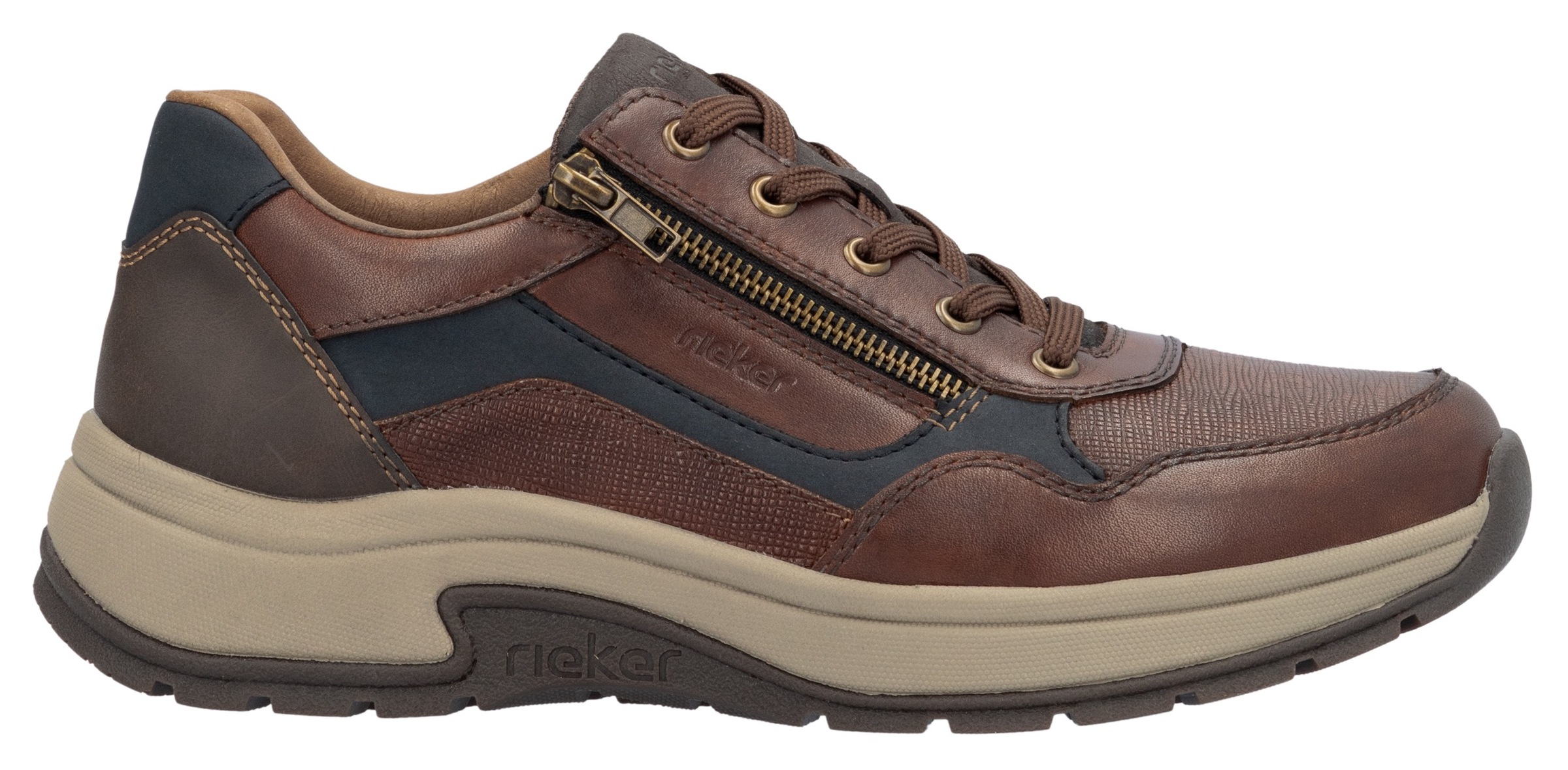 Rieker Sneaker, Freizeitschuh, Halbschuh, Schnürschuh mit gepolstertem Schaftrand