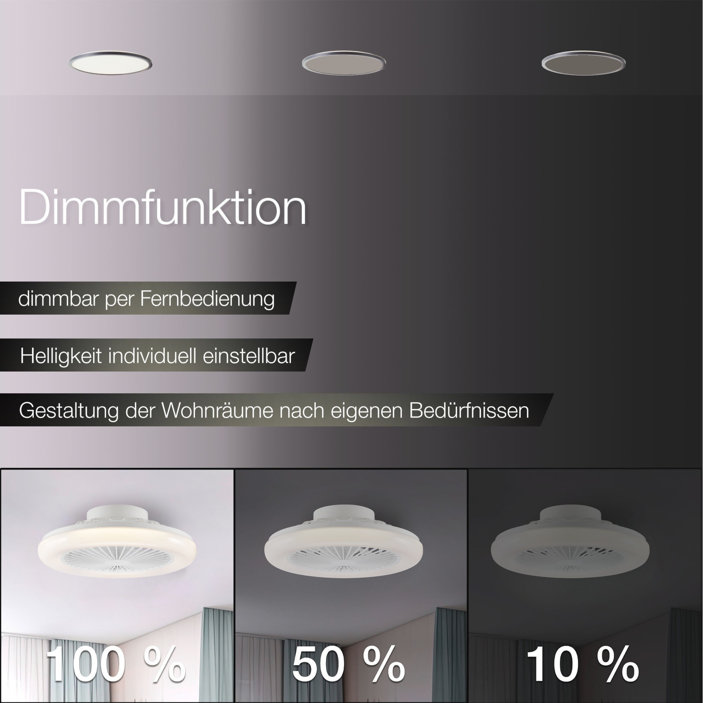 Brilliant LED Deckenleuchte »Montero« LED-Modul 1 Stk. warmweiß - kaltweiß LED-Deckenventilator, Ø 42 cm, 2700 lm, 2700-6500 K