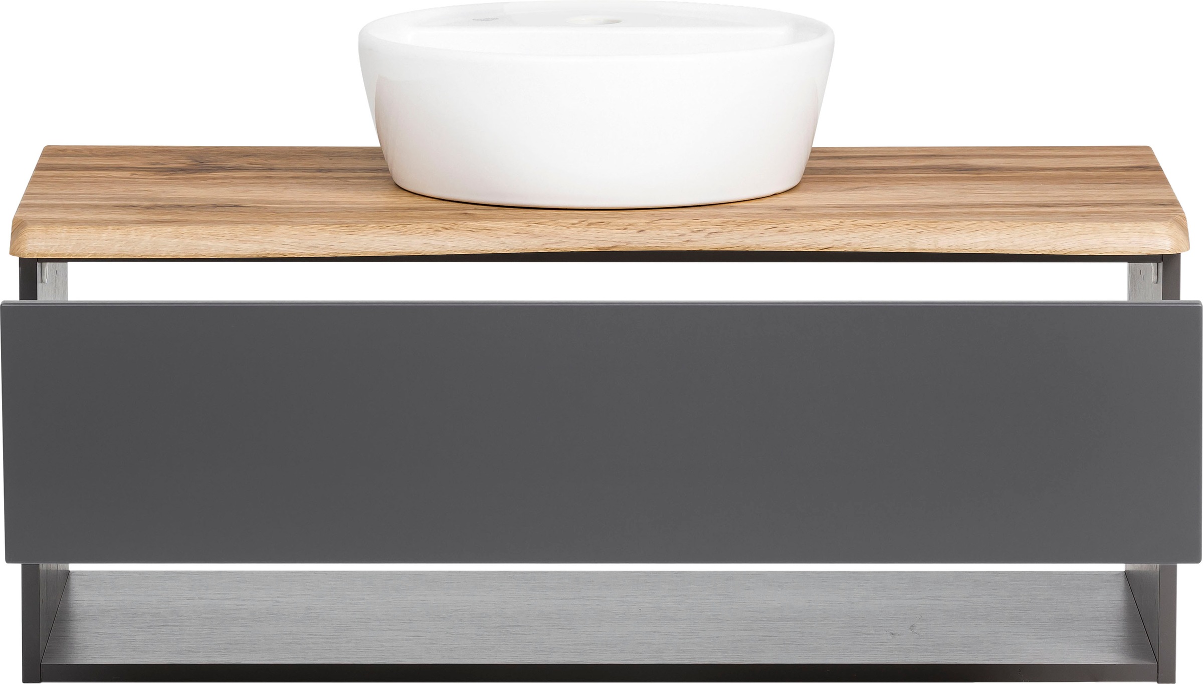 welltime Waschbeckenschrank »Stubach«, Bad, Abdeckplatte mit Baumkante, Breite 100 cm