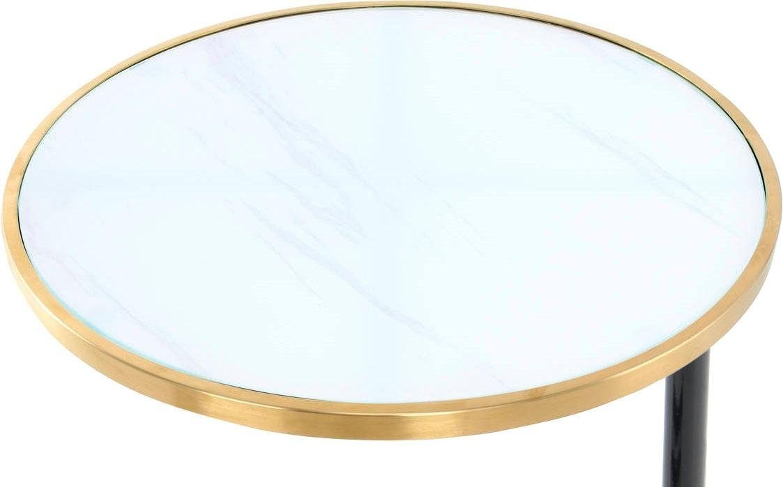 Kayoom Beistelltisch »Servant 210, Beistelltisch für das Sofa, glamouröses, edles Design«, (1 St.), Durch Rollen einfach zu verschieben, runde Tischplatte, C-Form