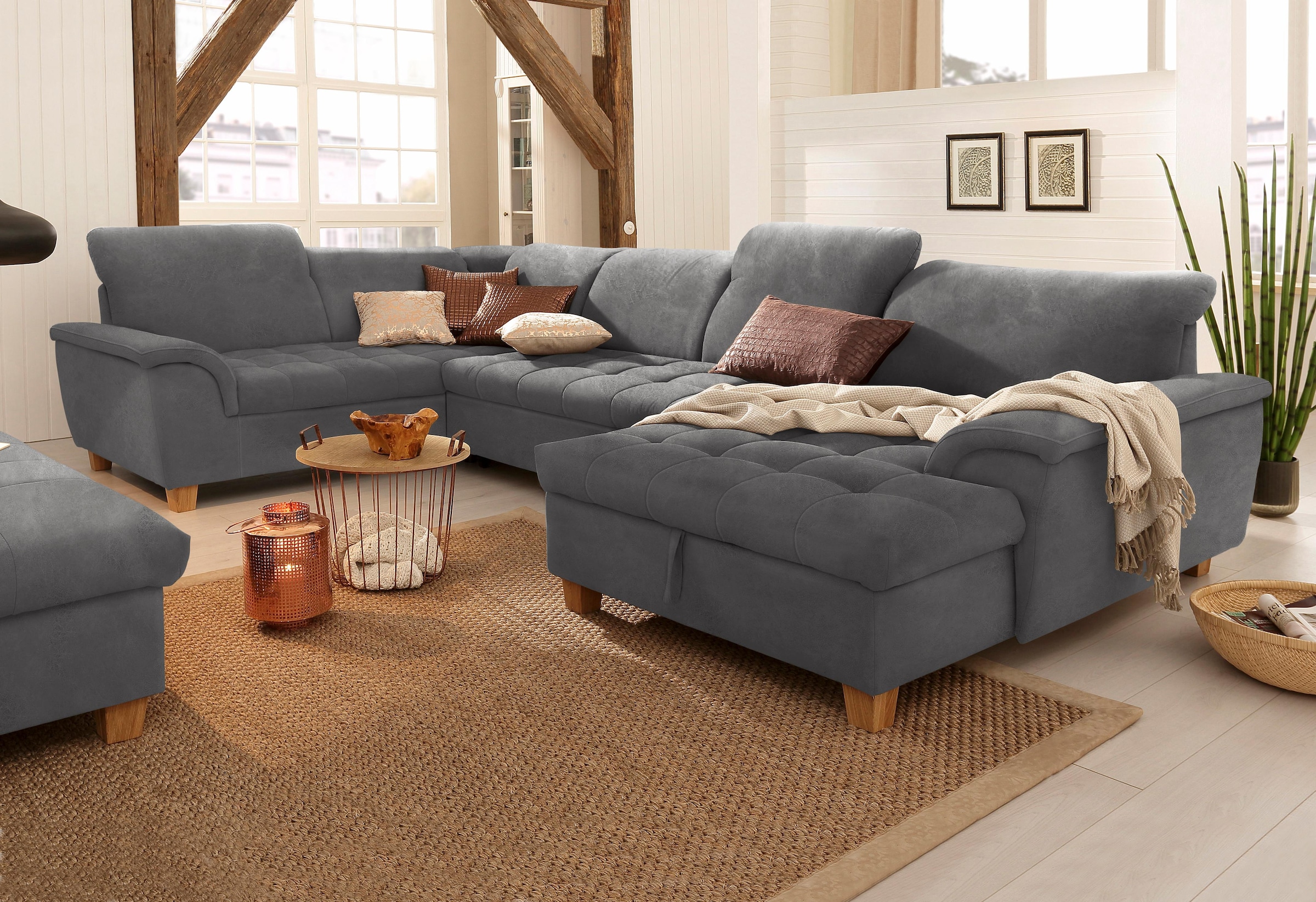 Home affaire Wohnlandschaft "Lyla U-Form" wahlweise mit Rückenfunktion und günstig online kaufen