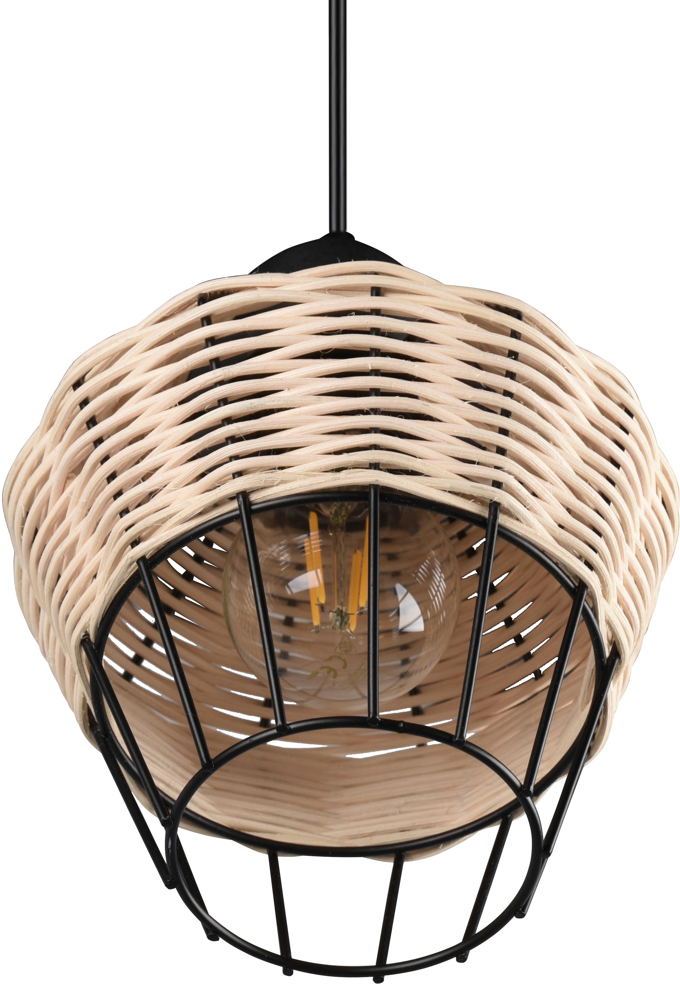 TRIO Leuchten Pendelleuchte »Borka«, 1 flammig-flammig, Boho Hängelampe aus Rattan  1-flammig exkl E27 max 40W höhenverstellbar | BAUR