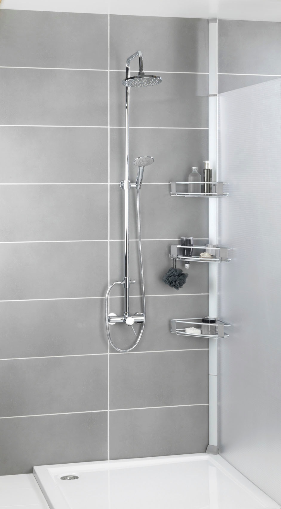 WENKO Teleskopregal "Duschecke Purio" mit 3 verstellbaren Ablagen günstig online kaufen