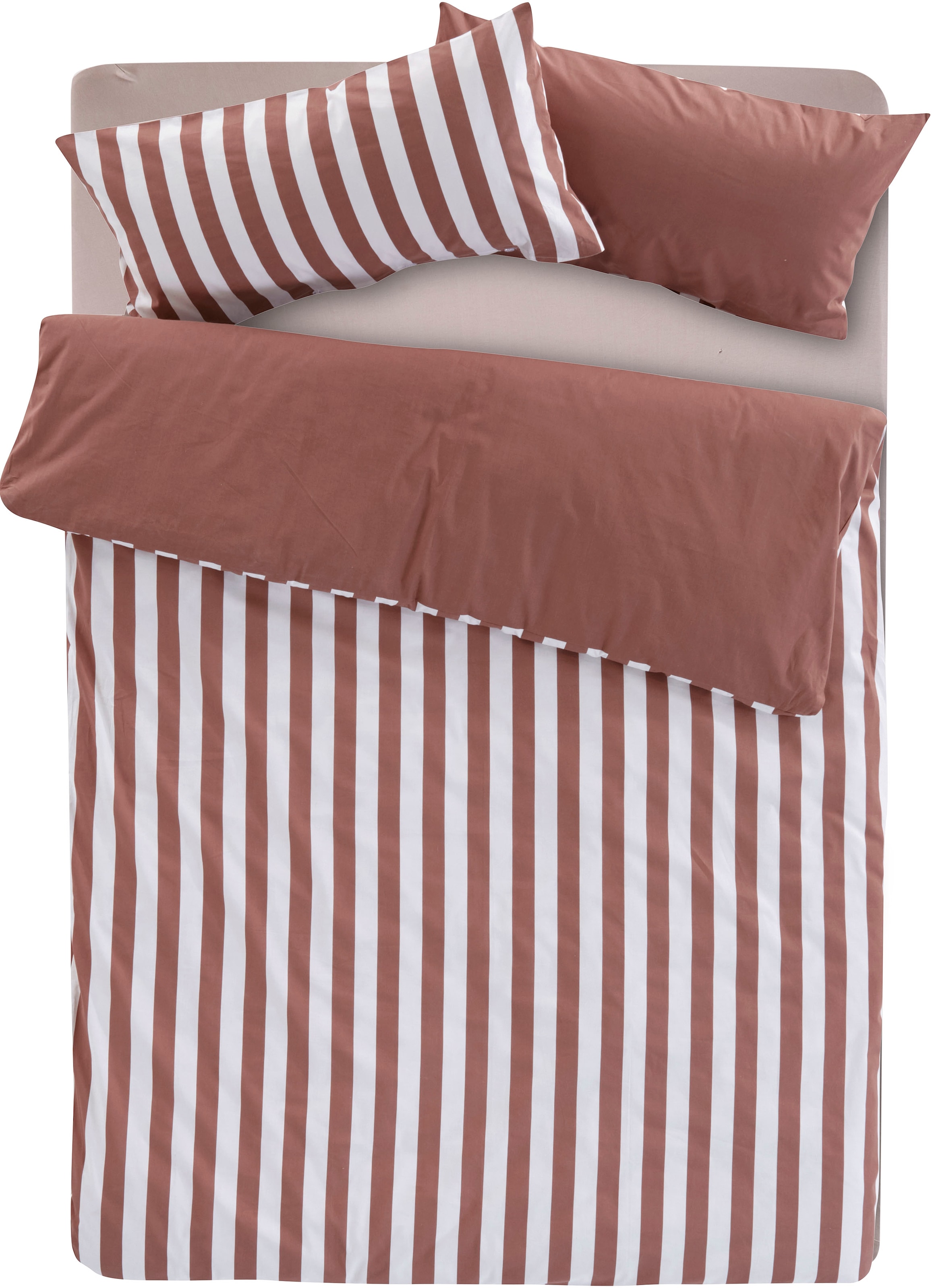OTTO home Wendebettwäsche »Greta in verschiedenen Qualitäten« 2 Bettwäsche mit Streifen, ab 135x200 cm, NEU: auch in Fleece Qualität