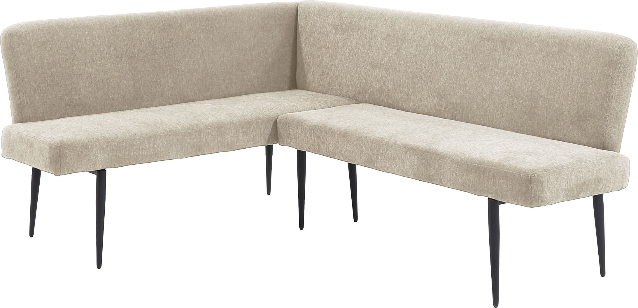 OTTO home Eckbankgruppe »Melvin (Set, 4-tlg. Tisch, Bank und 2 Stühle), Taschenfederkern« Tisch (120x75cm) schwarz, Bank und Stühle anthrazit oder beige