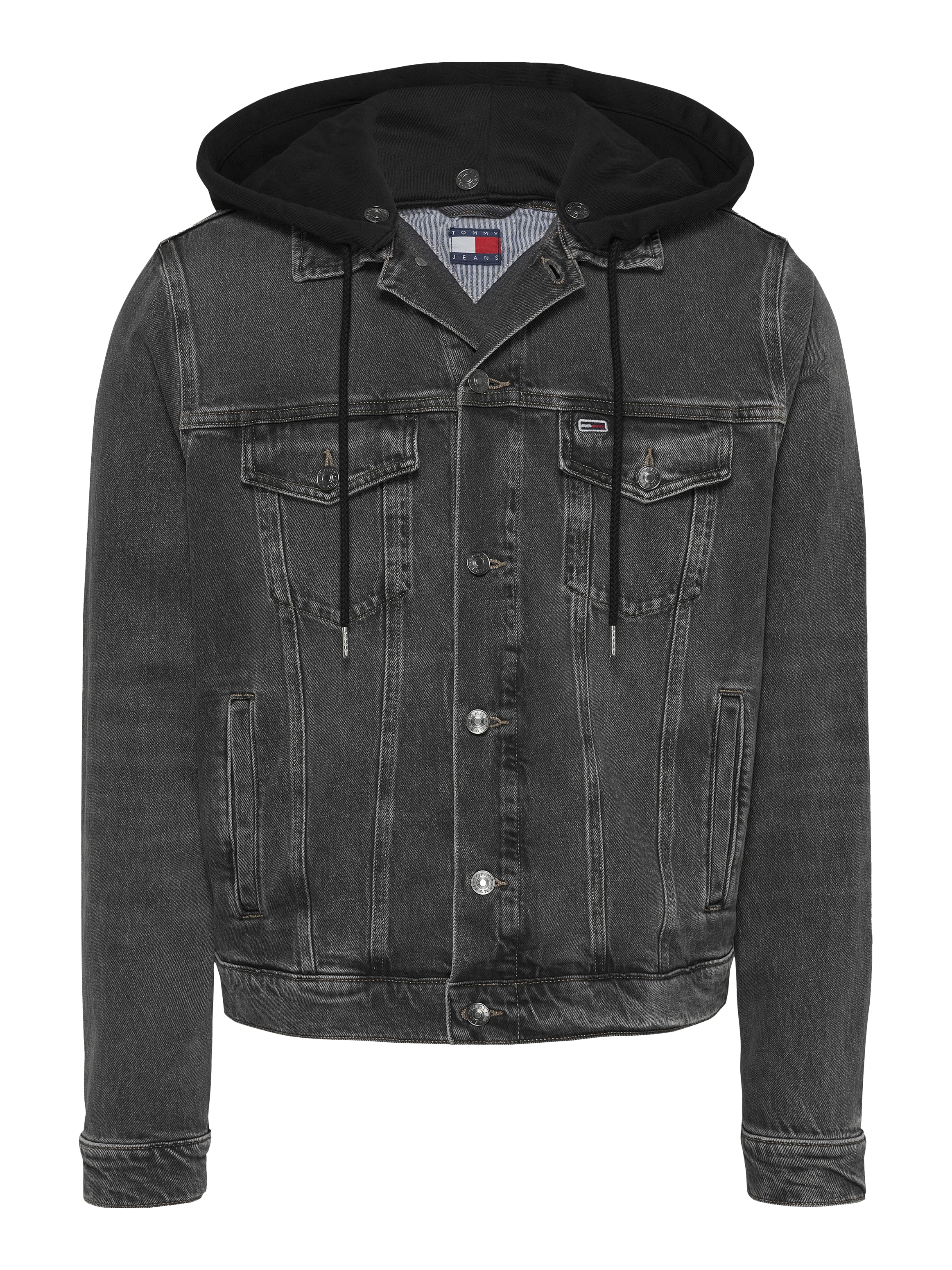 Tommy Jeans Jeansjacke »HOODED RYAN RGL TRCKR JKT AI6184«, mit Kapuze, mit Badge