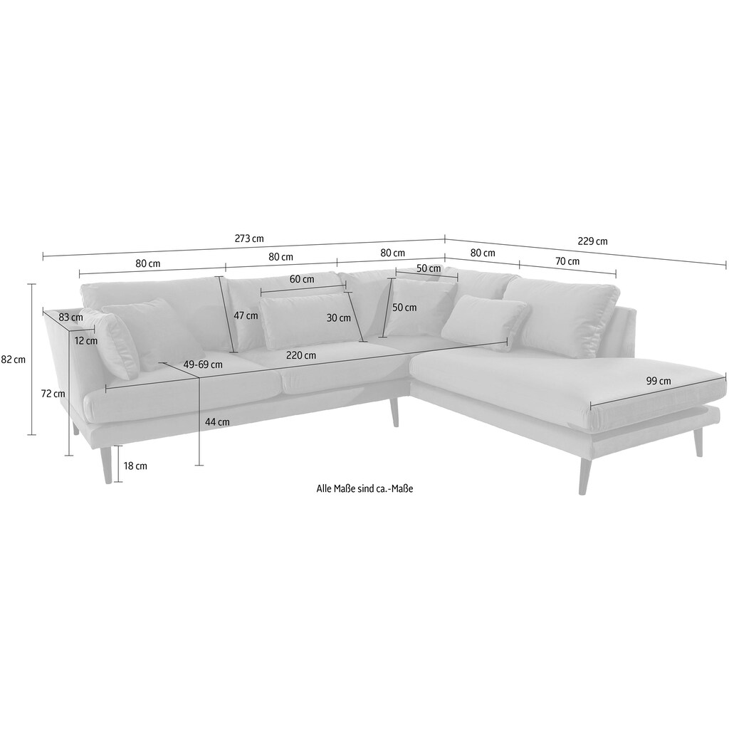 andas Ecksofa »Gondola, 273 cm, Ottomane,«