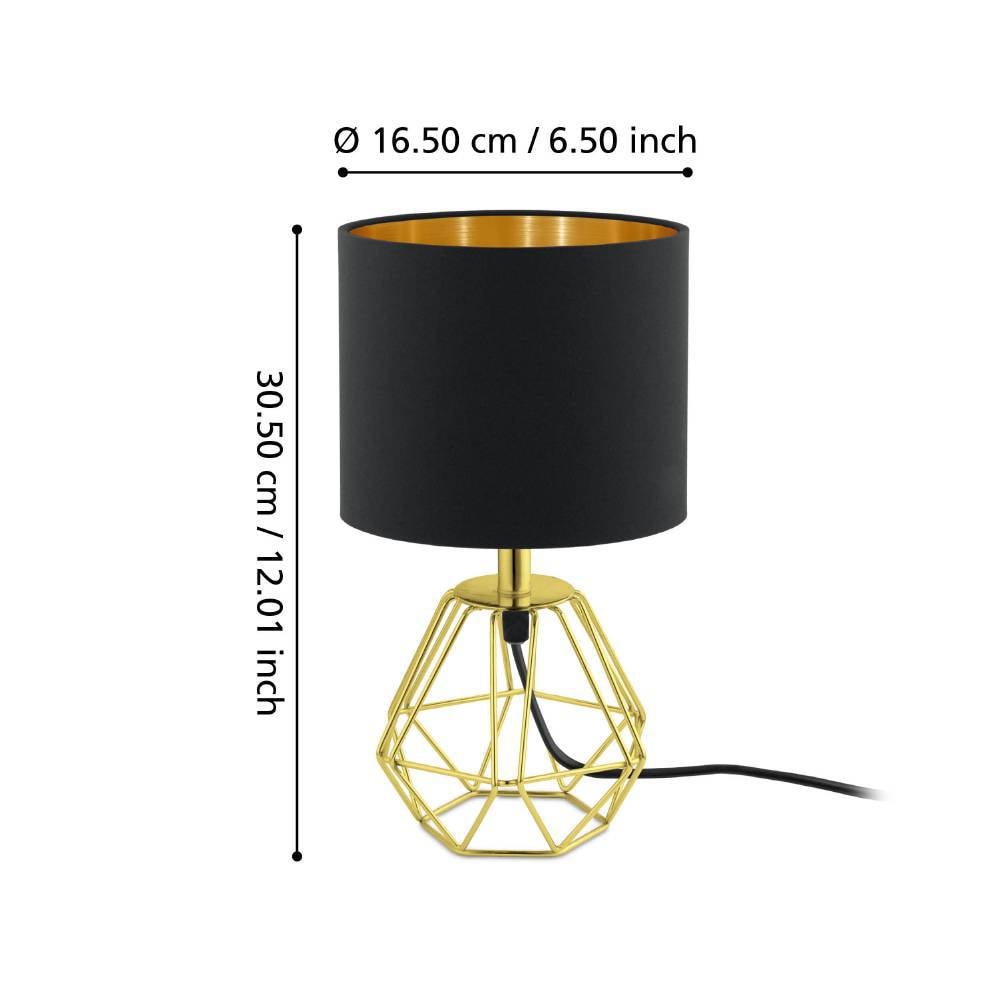 EGLO Tischleuchte »CARLTON 2« E14 1 Stk. Nachttischlampe, Vintage, Metall, Stoff, Drahtgeflecht, 30,5x16,5cm