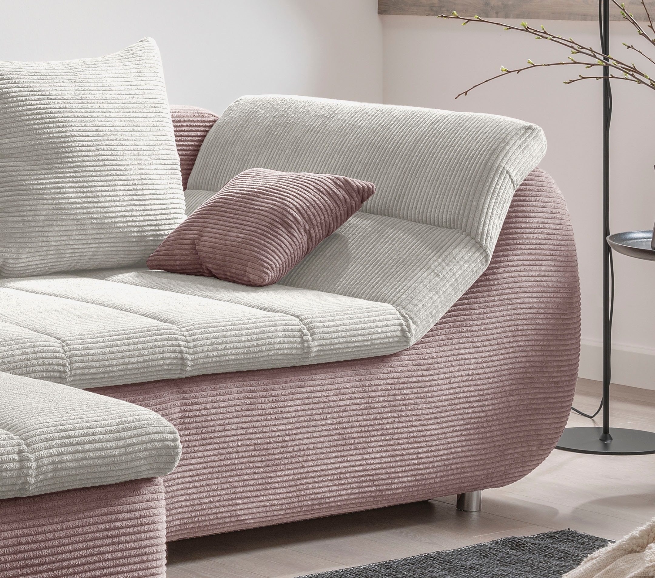 INOSIGN Ecksofa »Imola elegant und bequem, aktuelle Steppung im Sitz, L-Form«, wahlweise mit Bettfunktion
