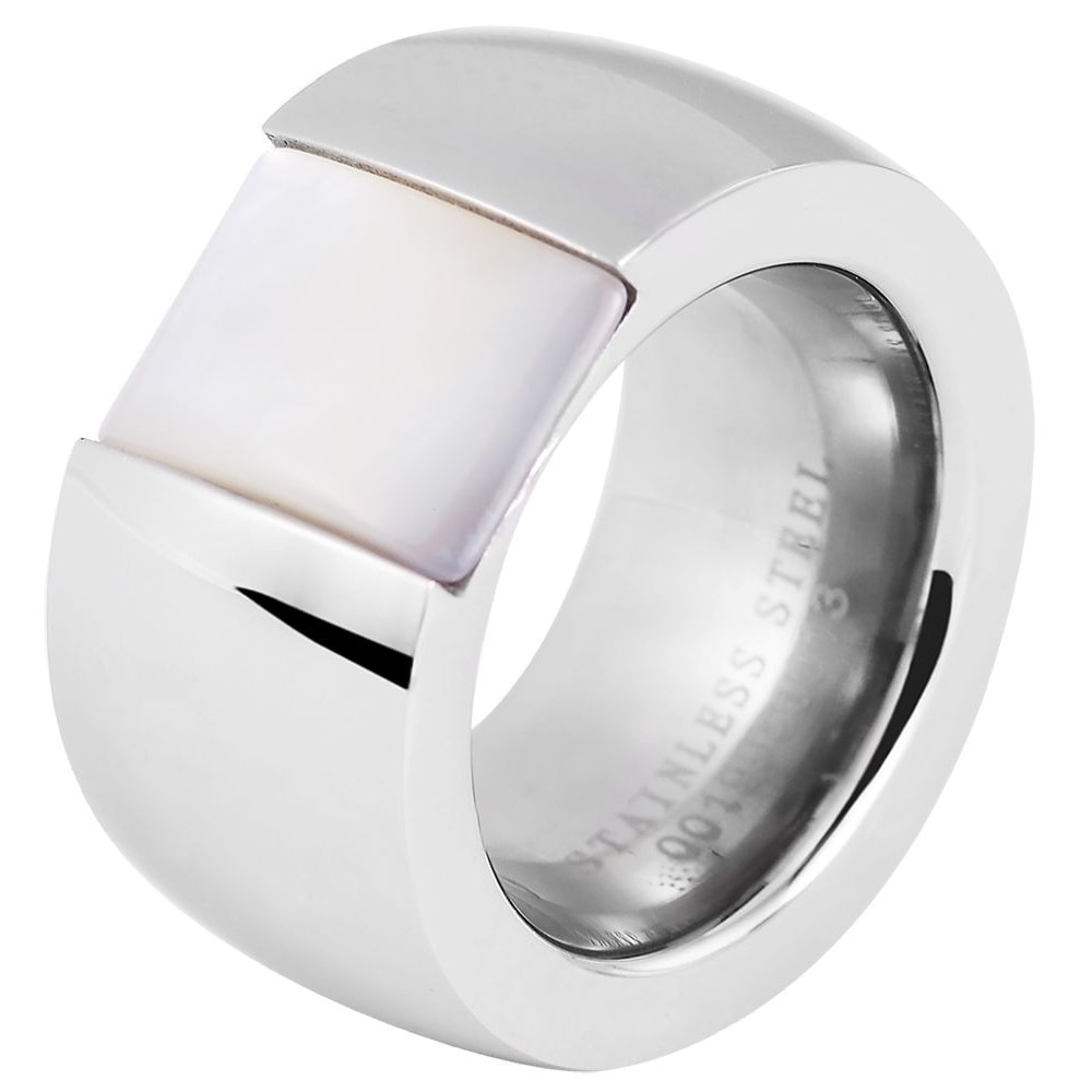 Fingerring ADELIA´S "Damen Ring aus Edelstahl mit Perlmutt" Gr. 60, silber, Fingerringe, Damen, 60, Edelstahl, Fingerring 2