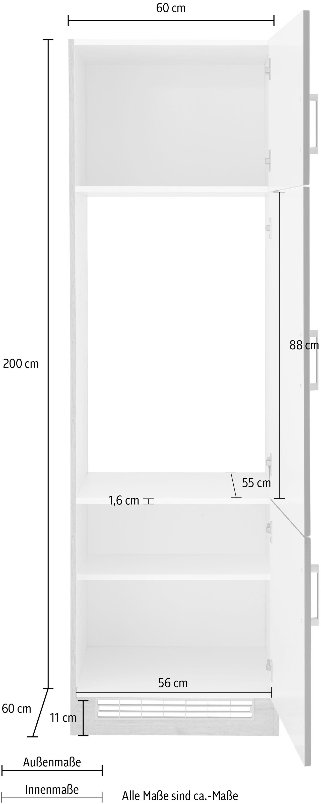 hoch, Kühlumbauschrank »Tinnum«, 88 Friday BAUR 60 cm mit MÖBEL breit, cm Black Nischenmaß | 200 HELD Metallgriffe, cm