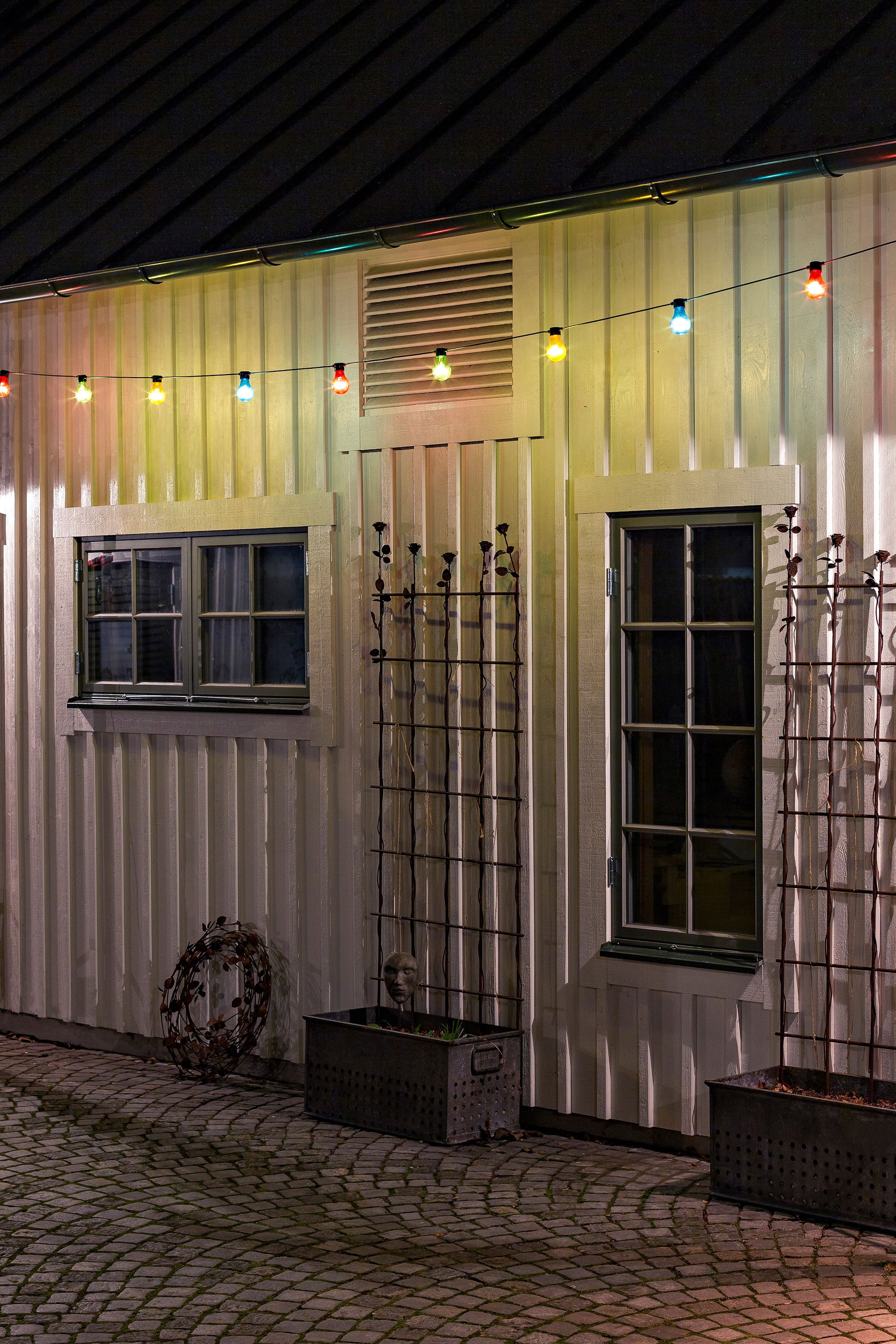 20 BAUR St.-flammig, | LED »Weihnachtsdeko kaufen Dioden aussen«, Biergartenkette, 160 / KONSTSMIDE bunte warm 20 Birnen weiße LED-Lichterkette