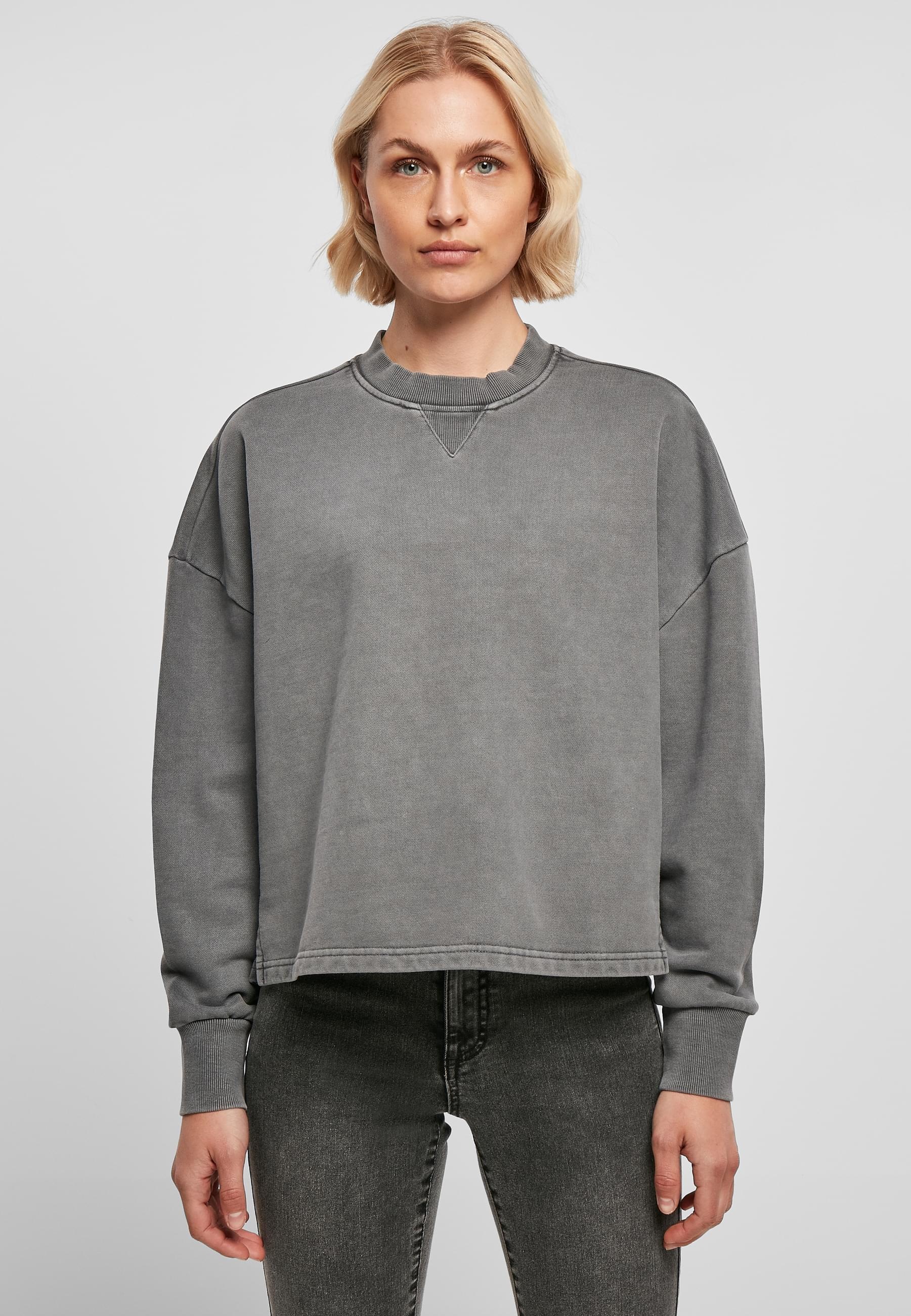 URBAN CLASSICS Sweater »Urban Classics Damen Ladies Heavy Terry Garment Dye Crewneck«, (1 tlg.)