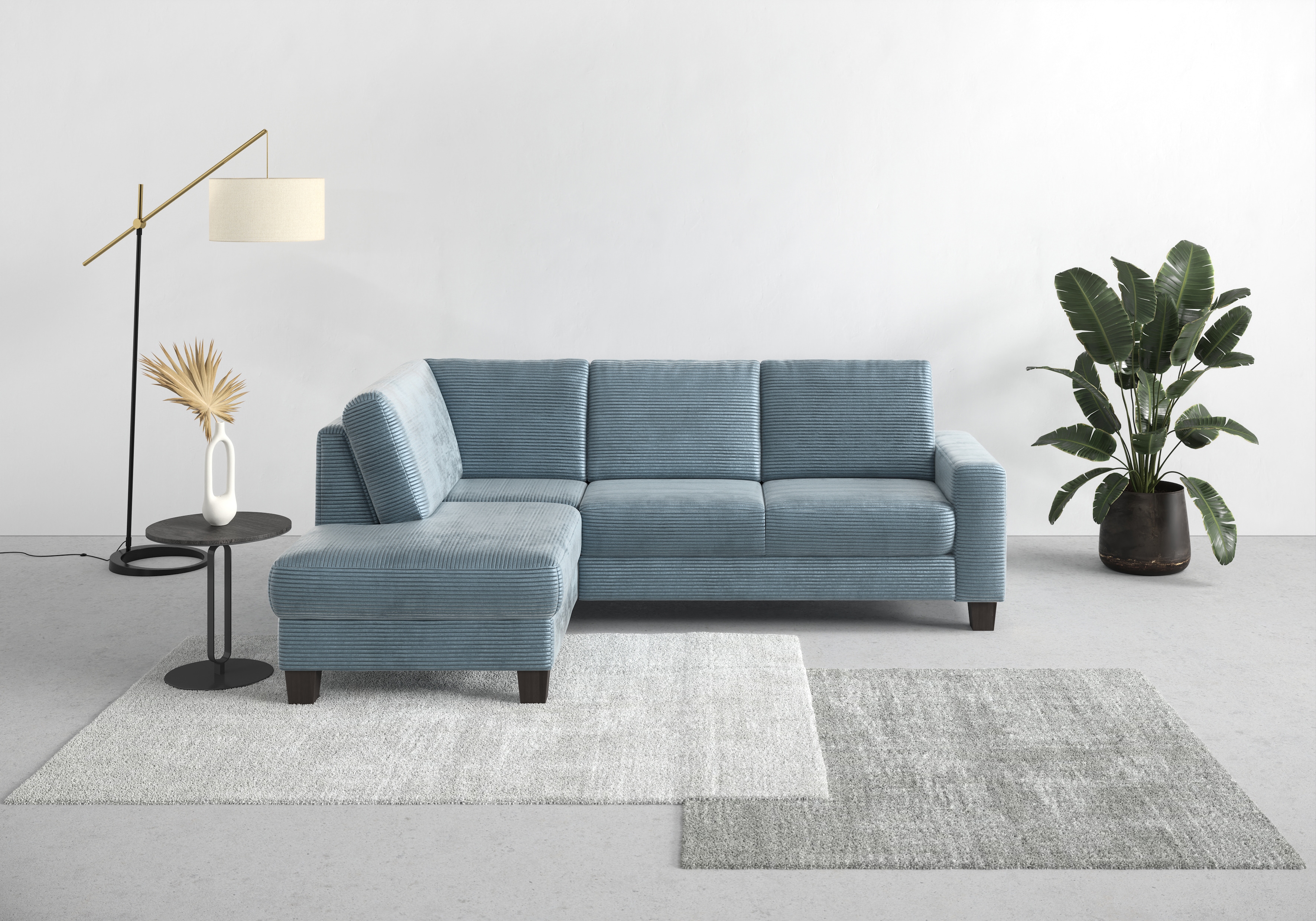 OTTO home Ecksofa "Summer L-Form" mit Ottomane, mit oder ohne Schlaffunktion und Bettkasten, Cord-Bezug