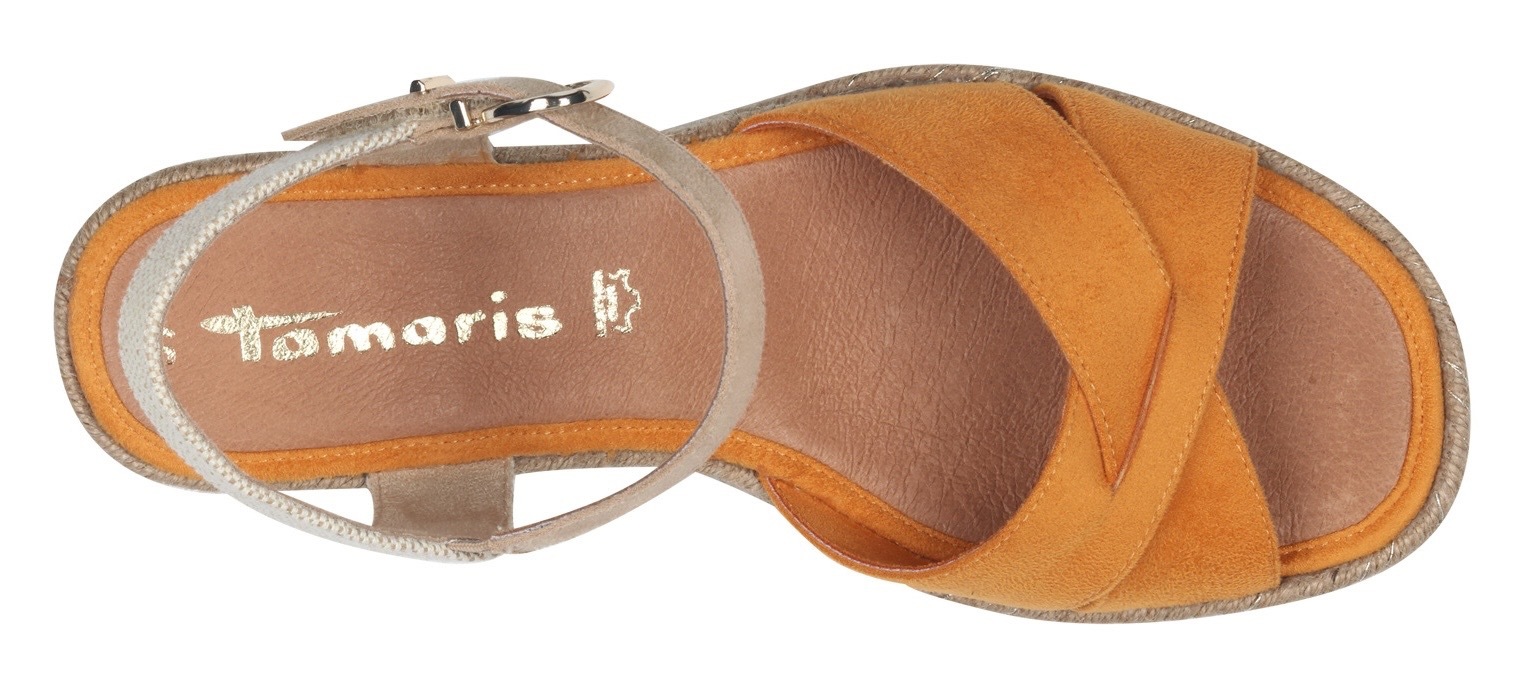 Tamaris Keilsandalette, Riemchensandale, Sommerschuh mit modischer Kreuzbandage