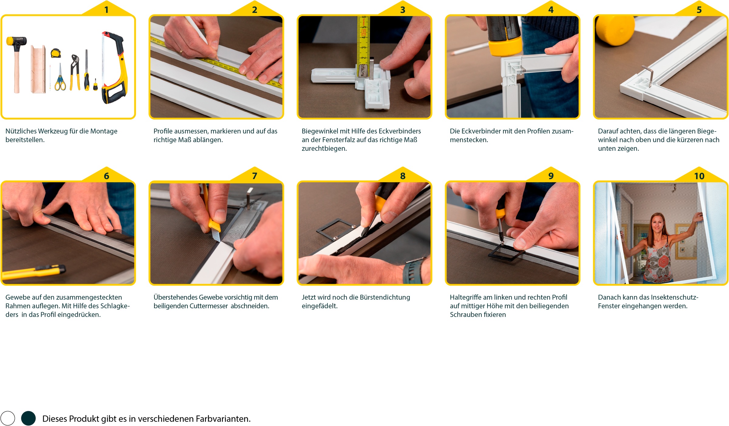SCHELLENBERG Insektenschutz-Fensterrahmen »Fliegengitter Fenster Premium« Set, 1 Stk. tlg. mit Rahmen aus Aluminium in anthrazit und weiß, 100 x 120 cm